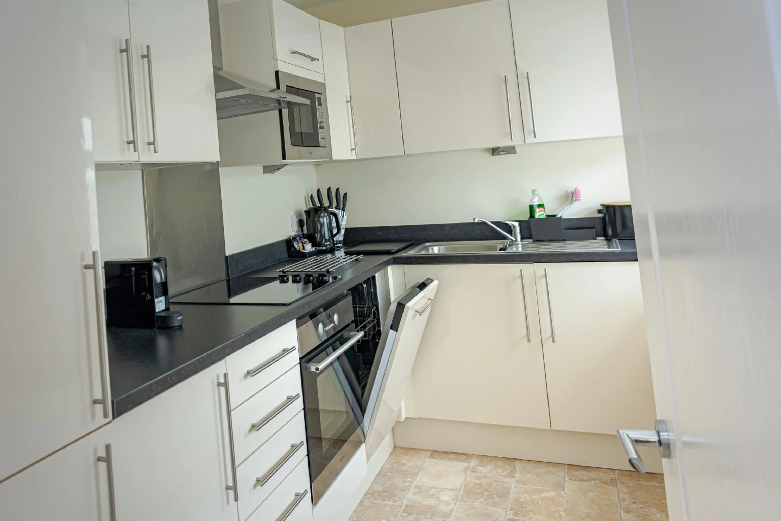 Kitchen or kitchenette in Mode Apartments Winter Gardens Blackpool