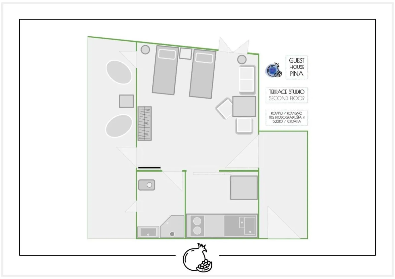 Studio with Balcony in Guest House Pina
