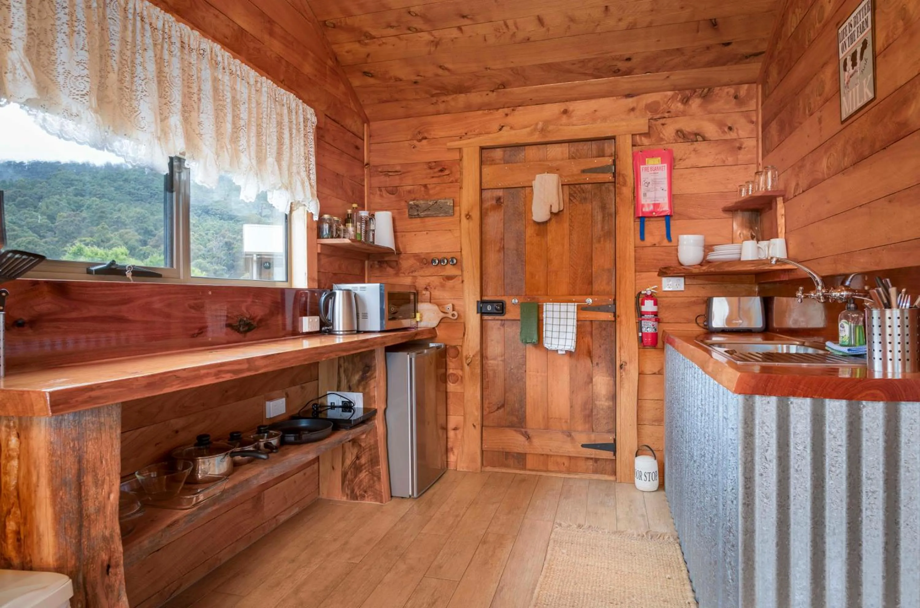 kitchen in Rustic Hut Bush Retreat