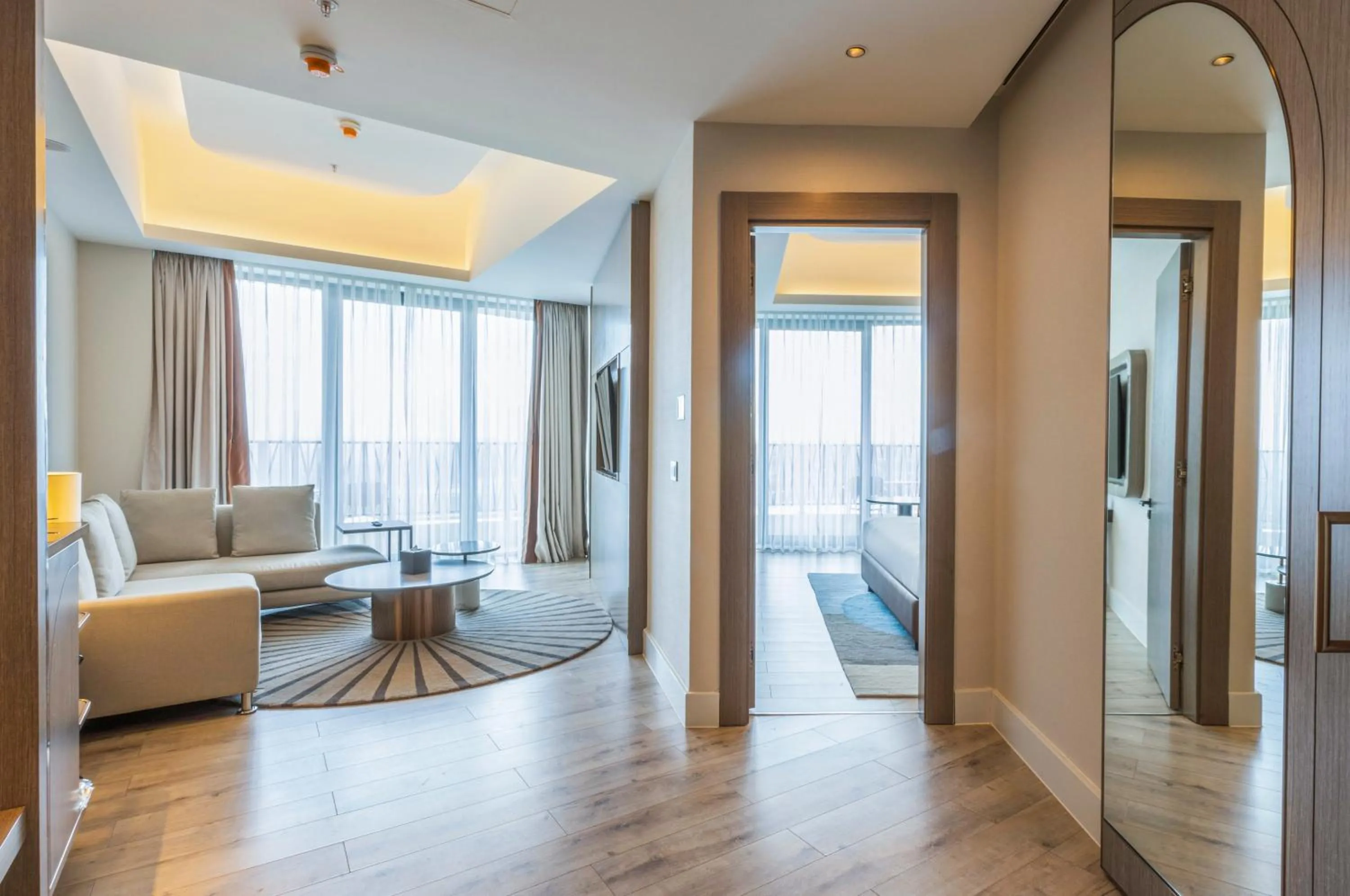 Seating area in Savitsky Plaza