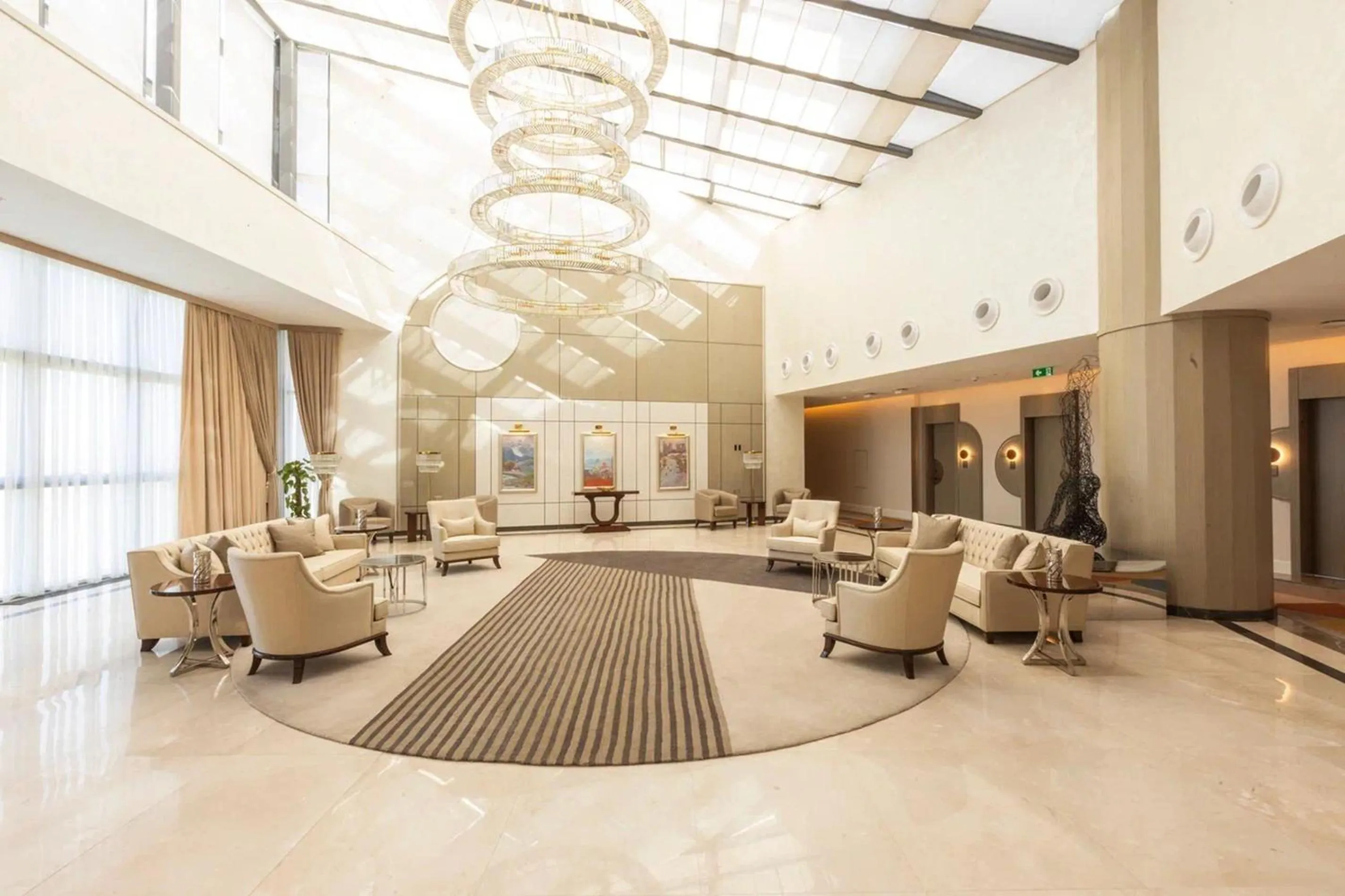 Seating area in Savitsky Plaza