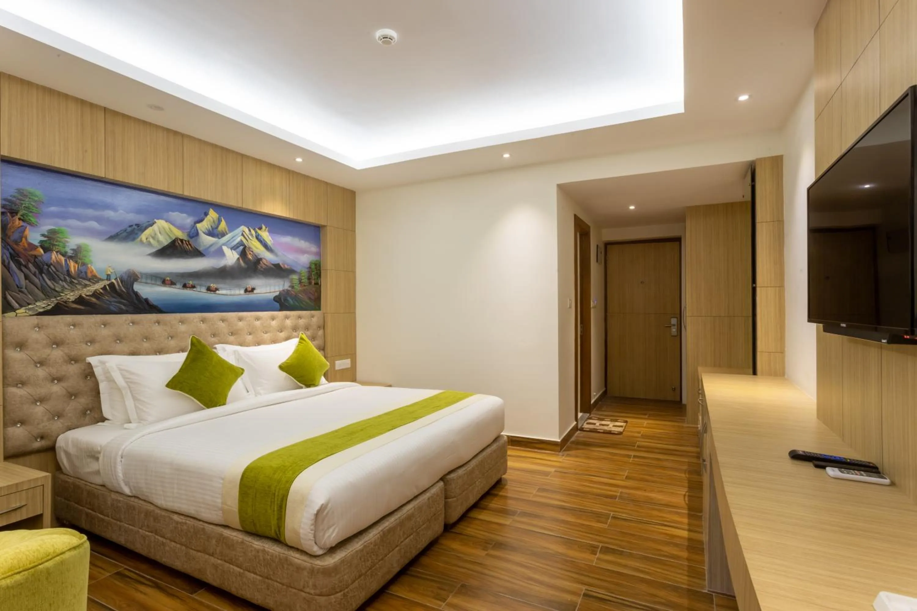 Bed in Bhotekoshi Heli Resort