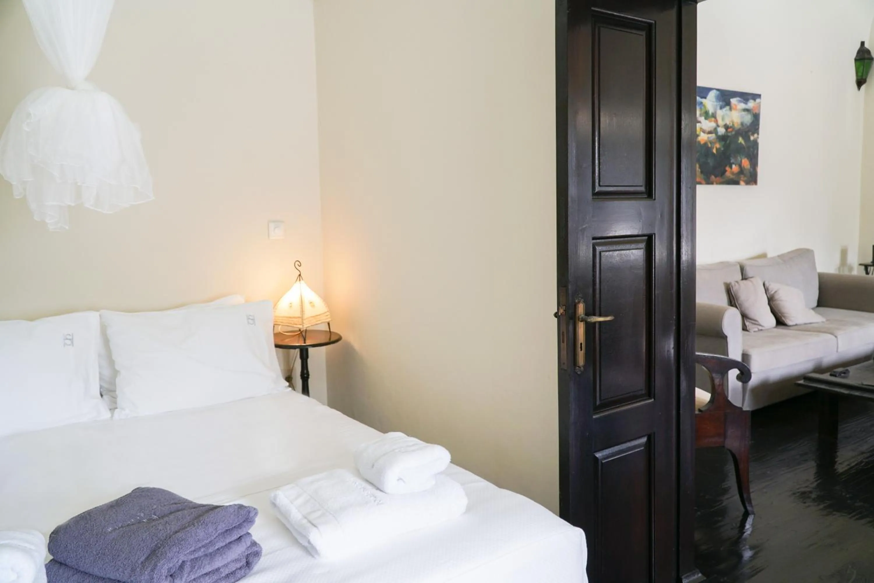 Bedroom, Bed in Santorini Heritage Villas