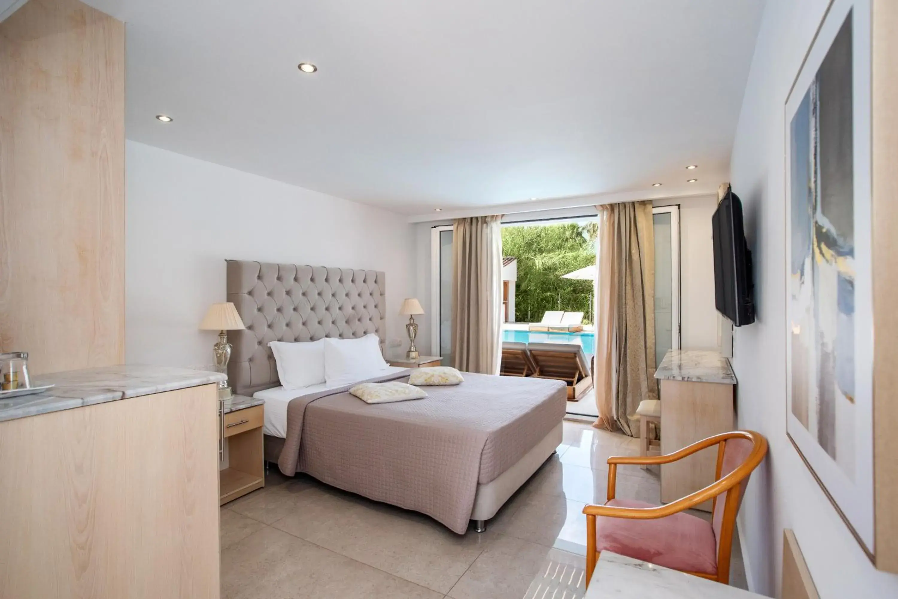 Pool view, Bed in Cavomarina Beach- Adults Only Pool view, Bed in Cavomarina Beach- Adults Only