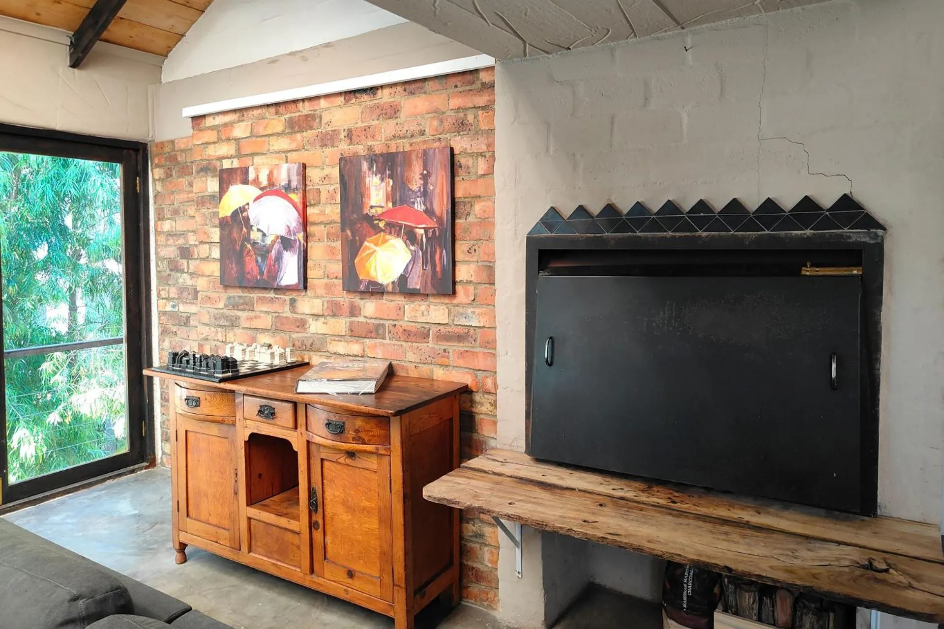 fireplace in Hornbill House Self Catering Accommodation
