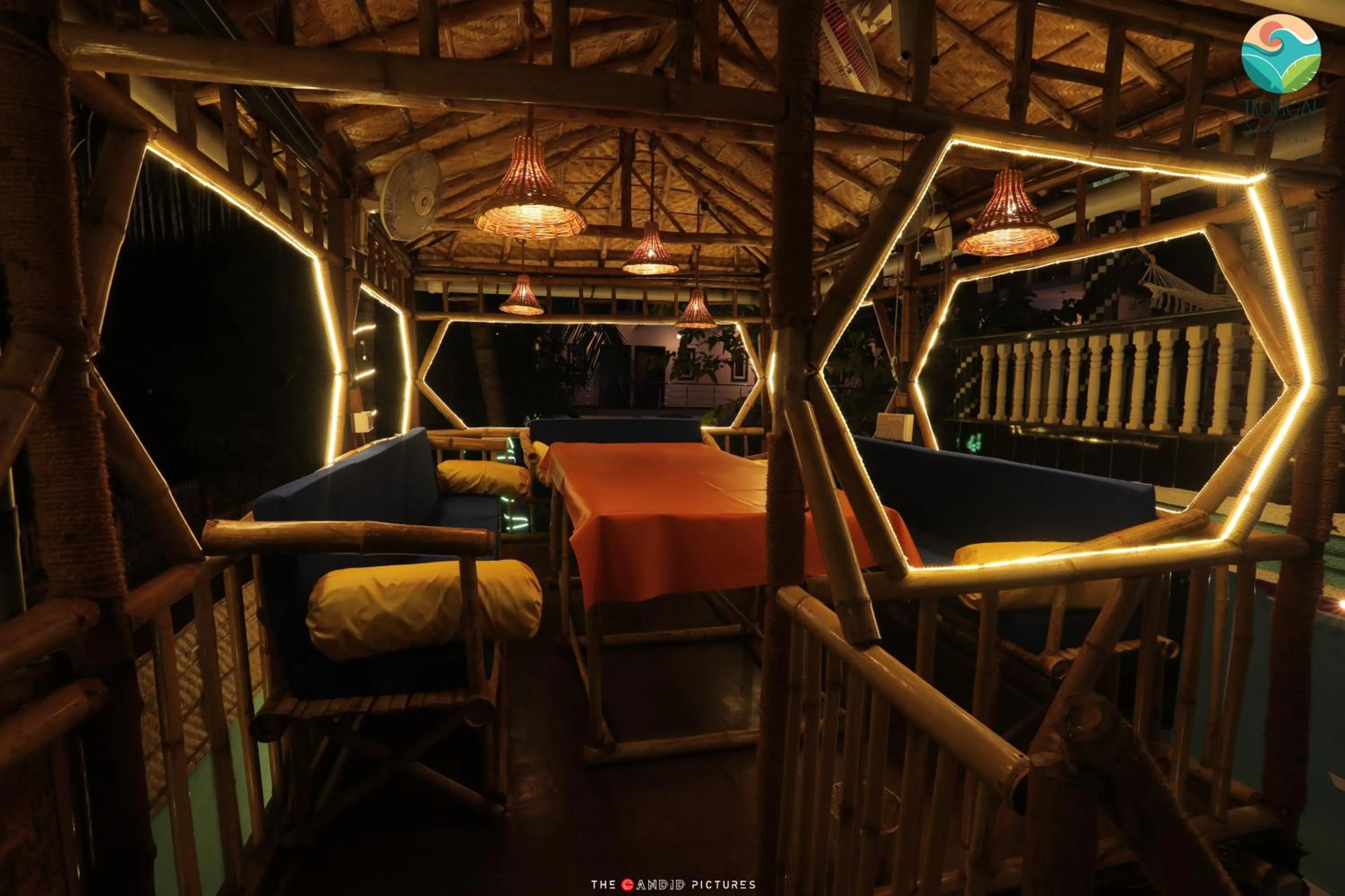 Dining area in Tropical Wave Hostel Morjim Goa