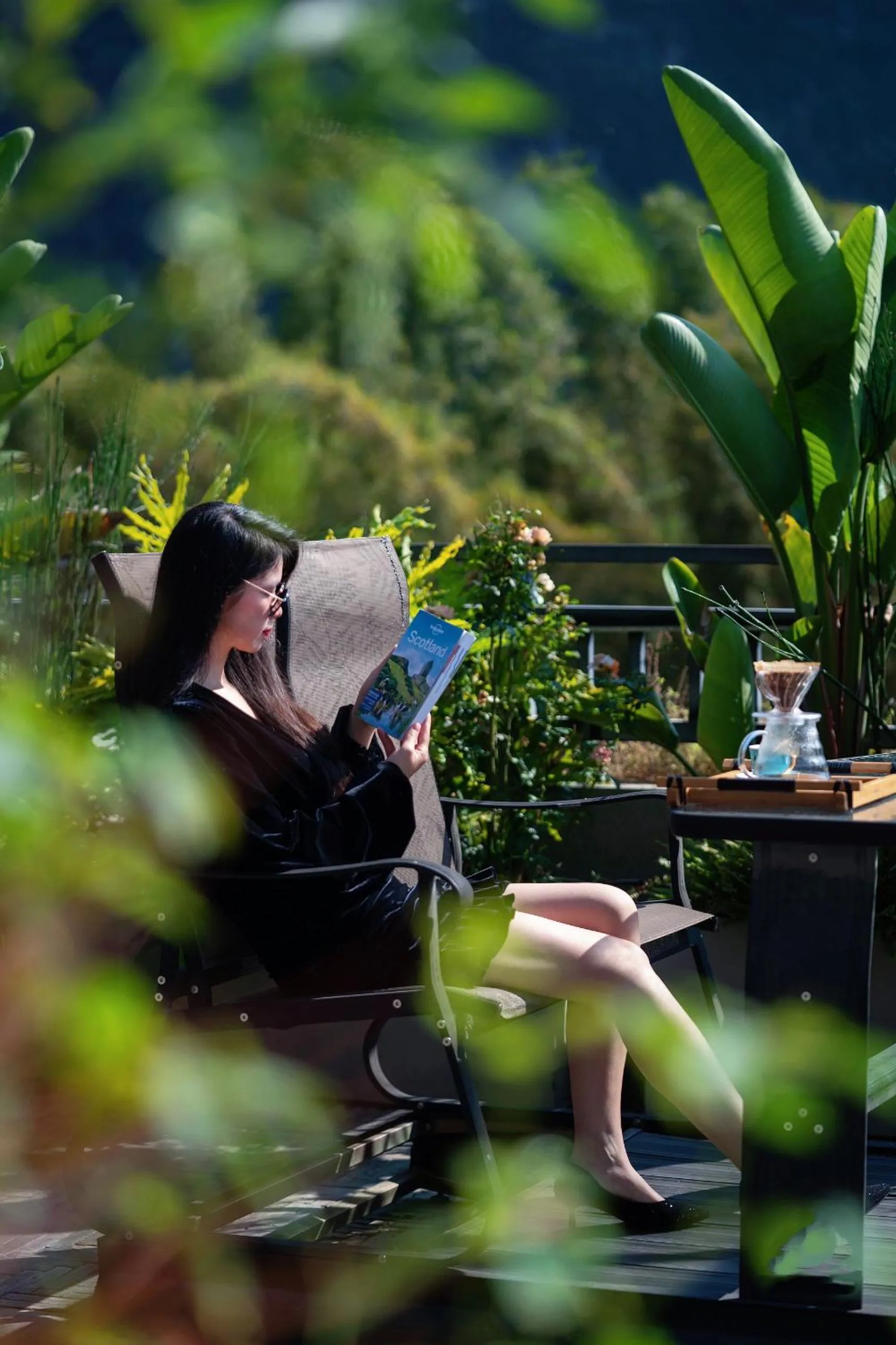 Balcony/Terrace in Yangshuo Mountain River Ballad Hotel - Free Yangshuo Train Station Pick Up and Drop Off
