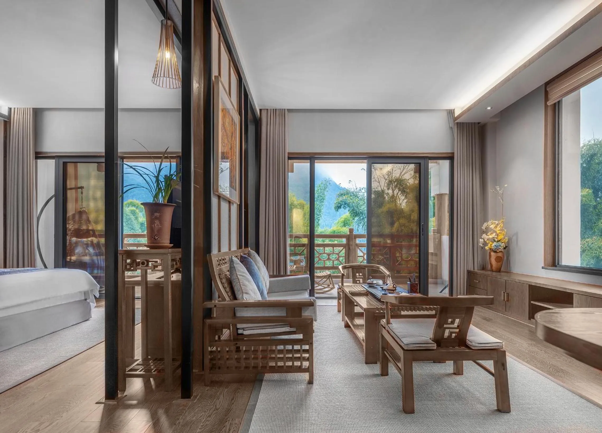Two Balconies Family Suite  in Yangshuo Mountain River Ballad Hotel - Free Yangshuo Train Station Pick Up and Drop Off