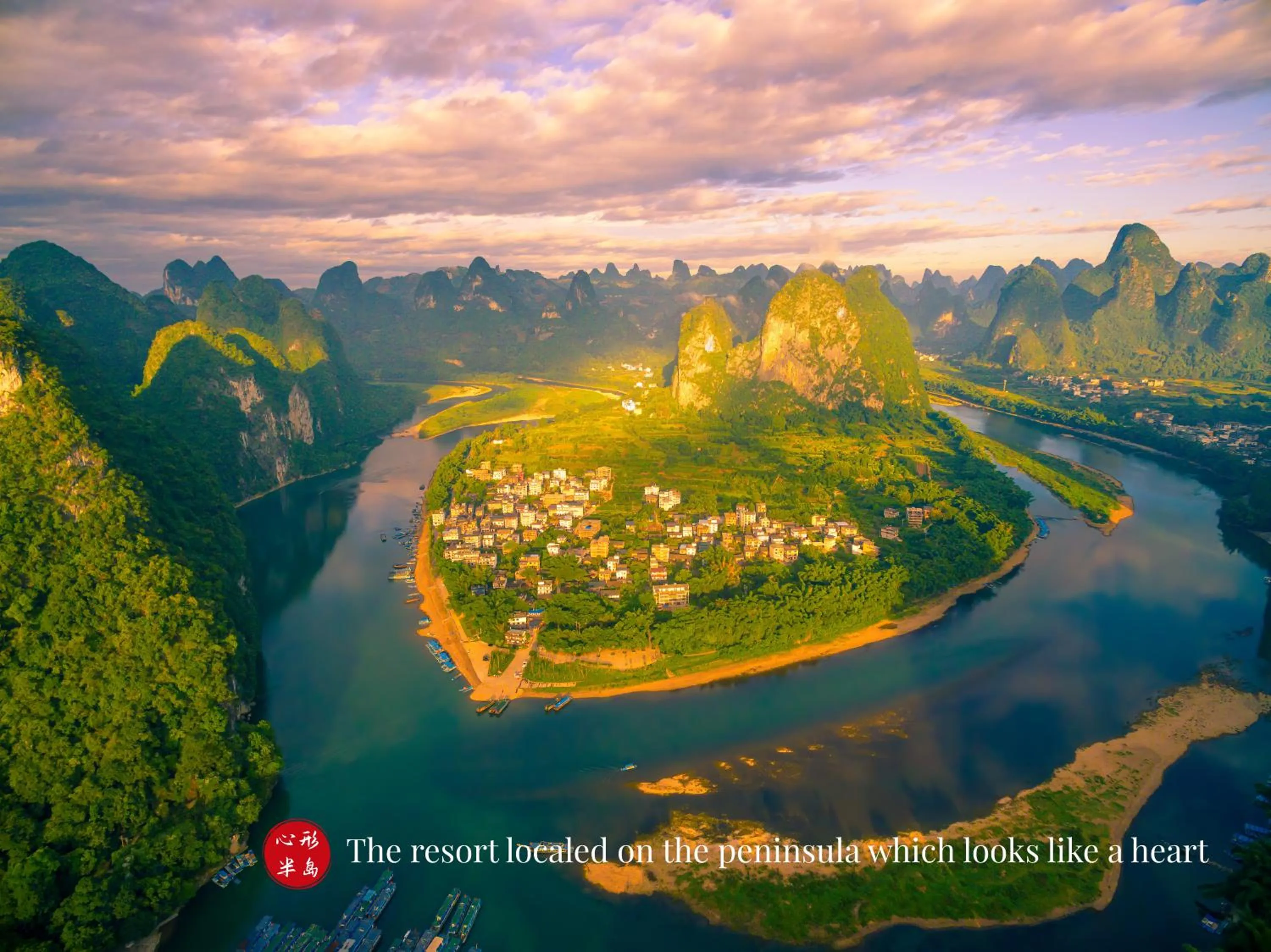 Bird's eye view in Yangshuo Mountain River Ballad Hotel - Free Yangshuo Train Station Pick Up and Drop Off