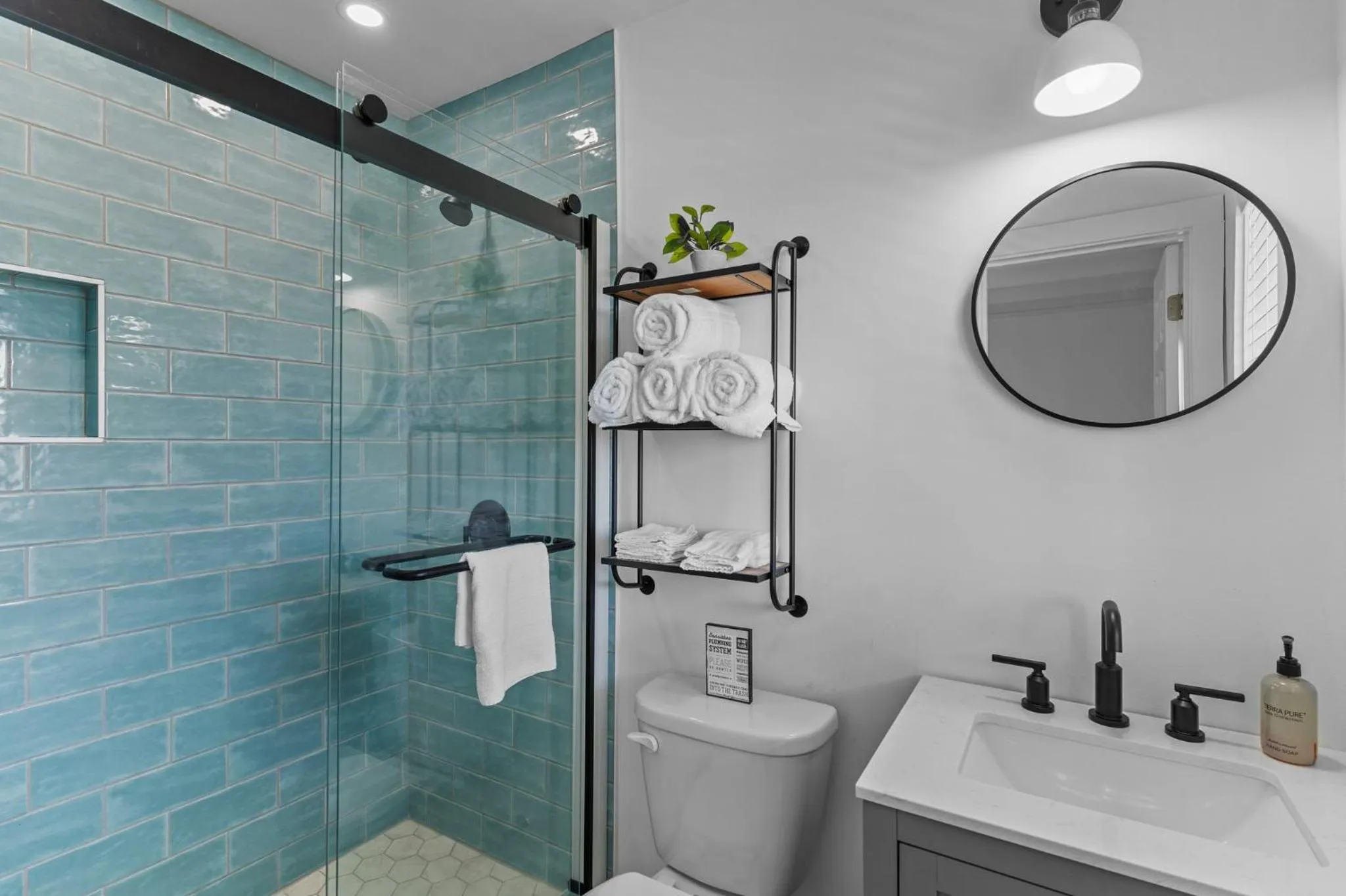 Bathroom in The Beach House at Oak Island by Carolina Resorts