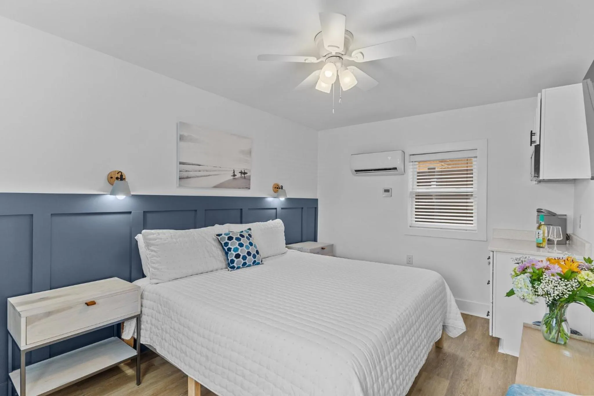 Bed in The Beach House at Oak Island by Carolina Resorts