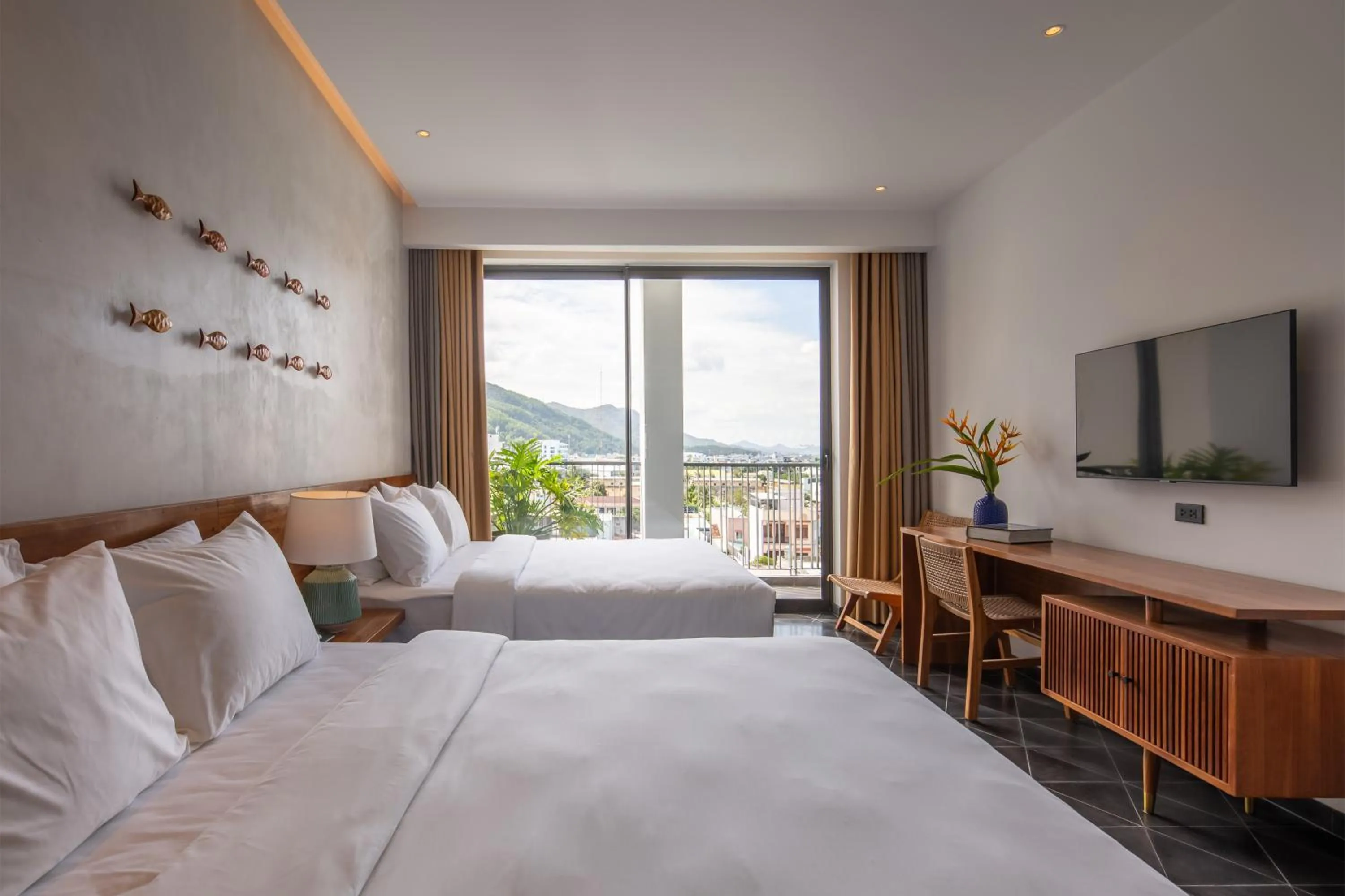 View (from property/room), Bed in Le Mint Hotel Quy Nhơn