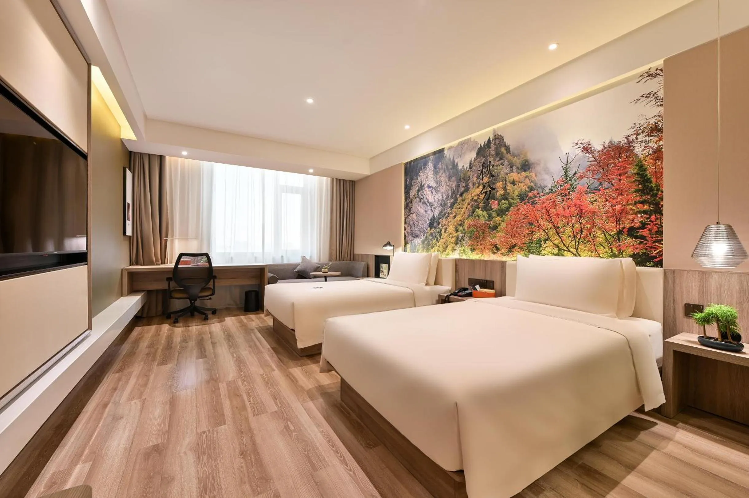 Bed in Atour Hotel Dalian Zhuanghe