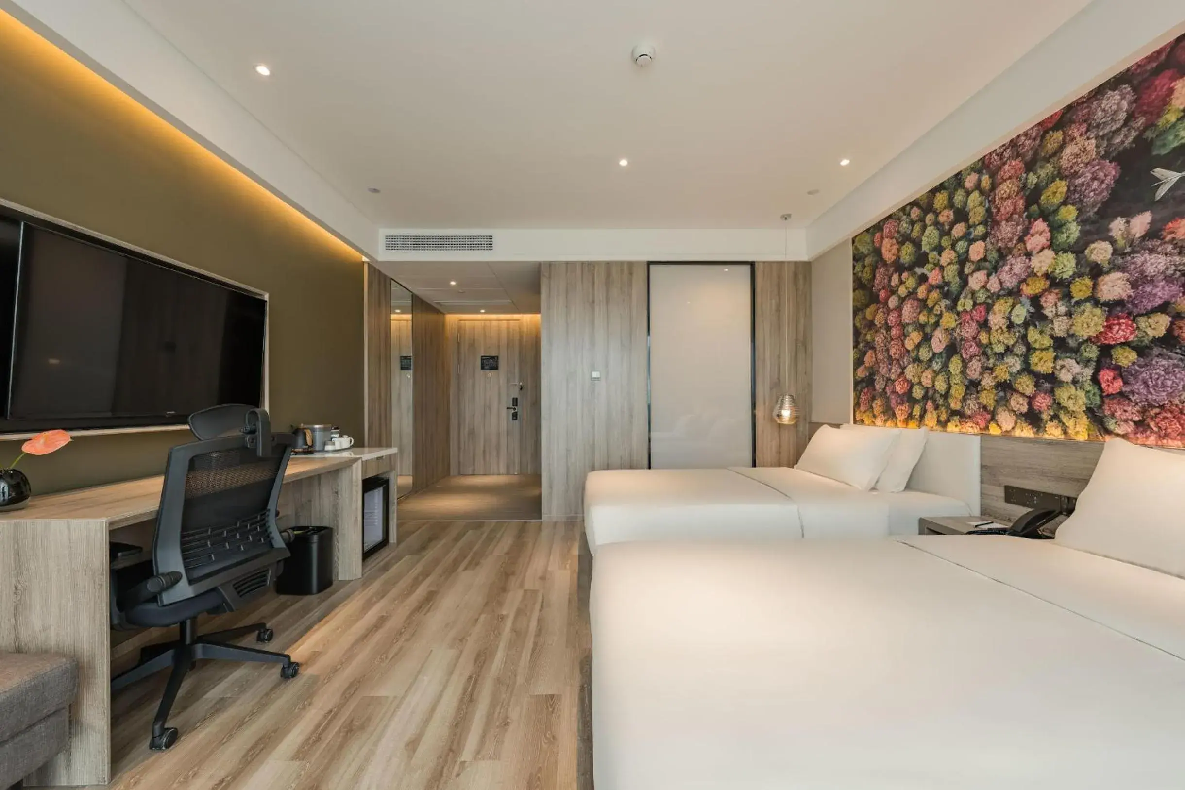 Bed in Atour Hotel Ningbo Xiangshan Binhai Avenue Bed in Atour Hotel Ningbo Xiangshan Binhai Avenue