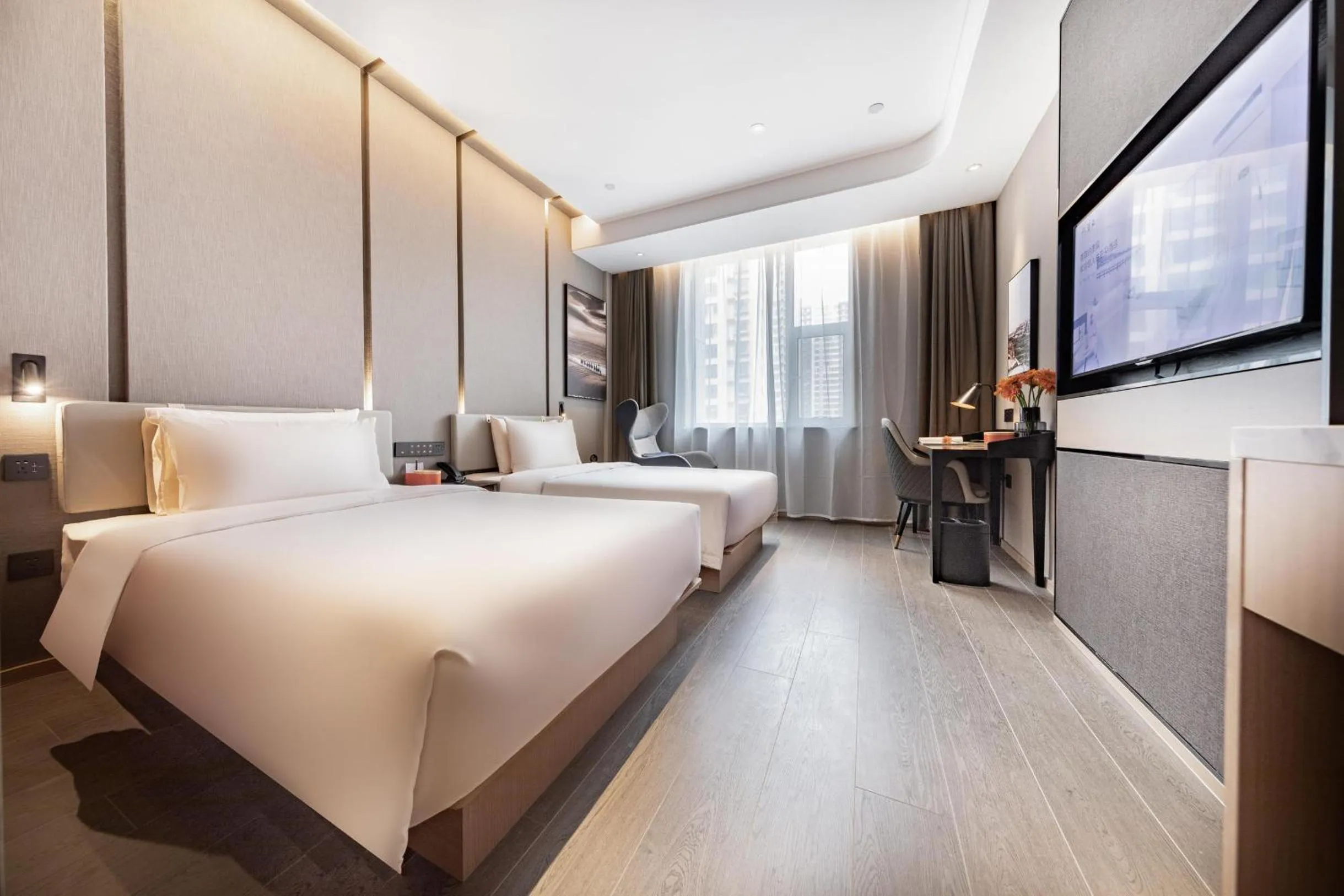 Bed in Atour Hotel Taiyuan Changfeng Business Center Wanxiang City