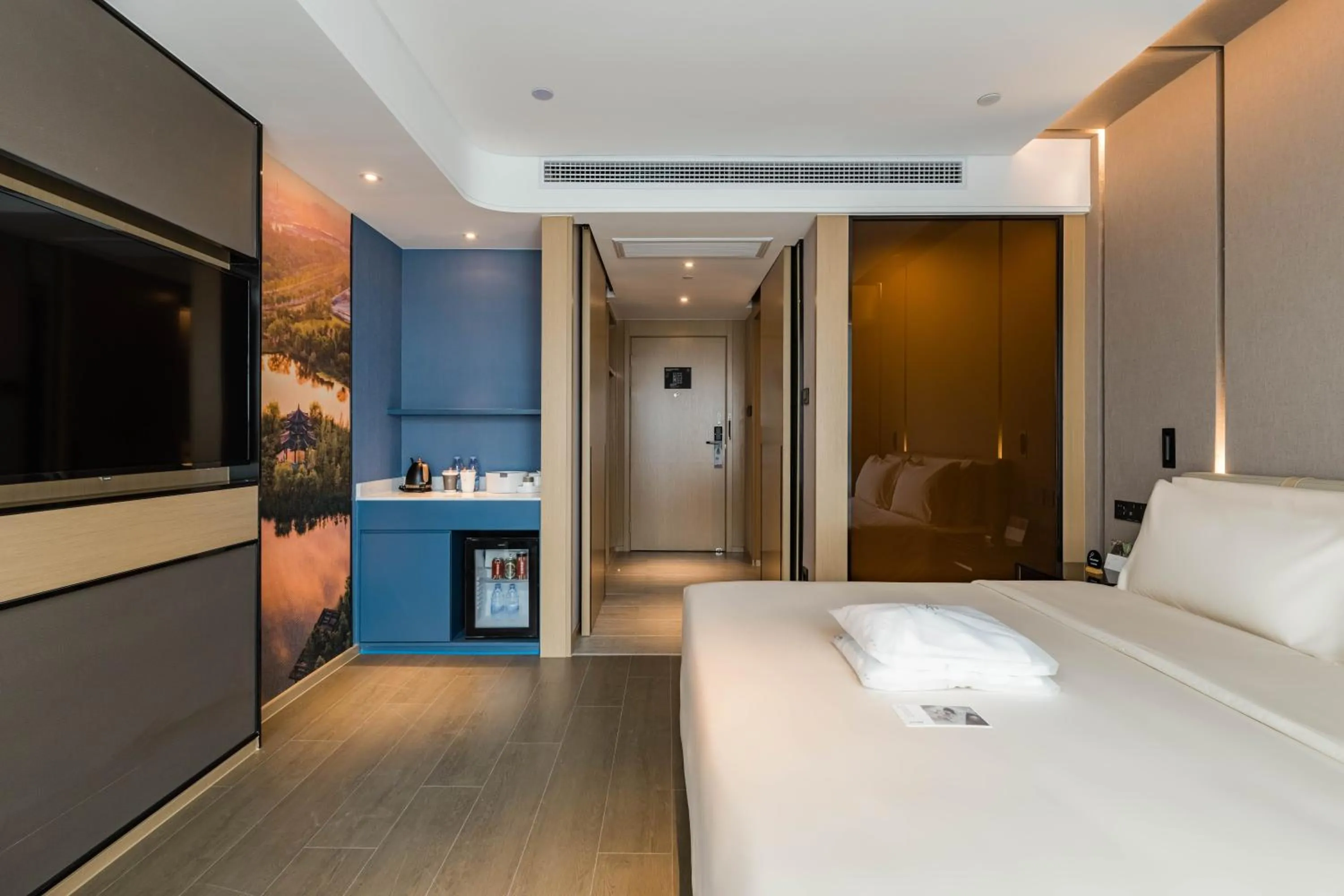 Bed in Atour Hotel Suzhou North High-Speed Railway Station