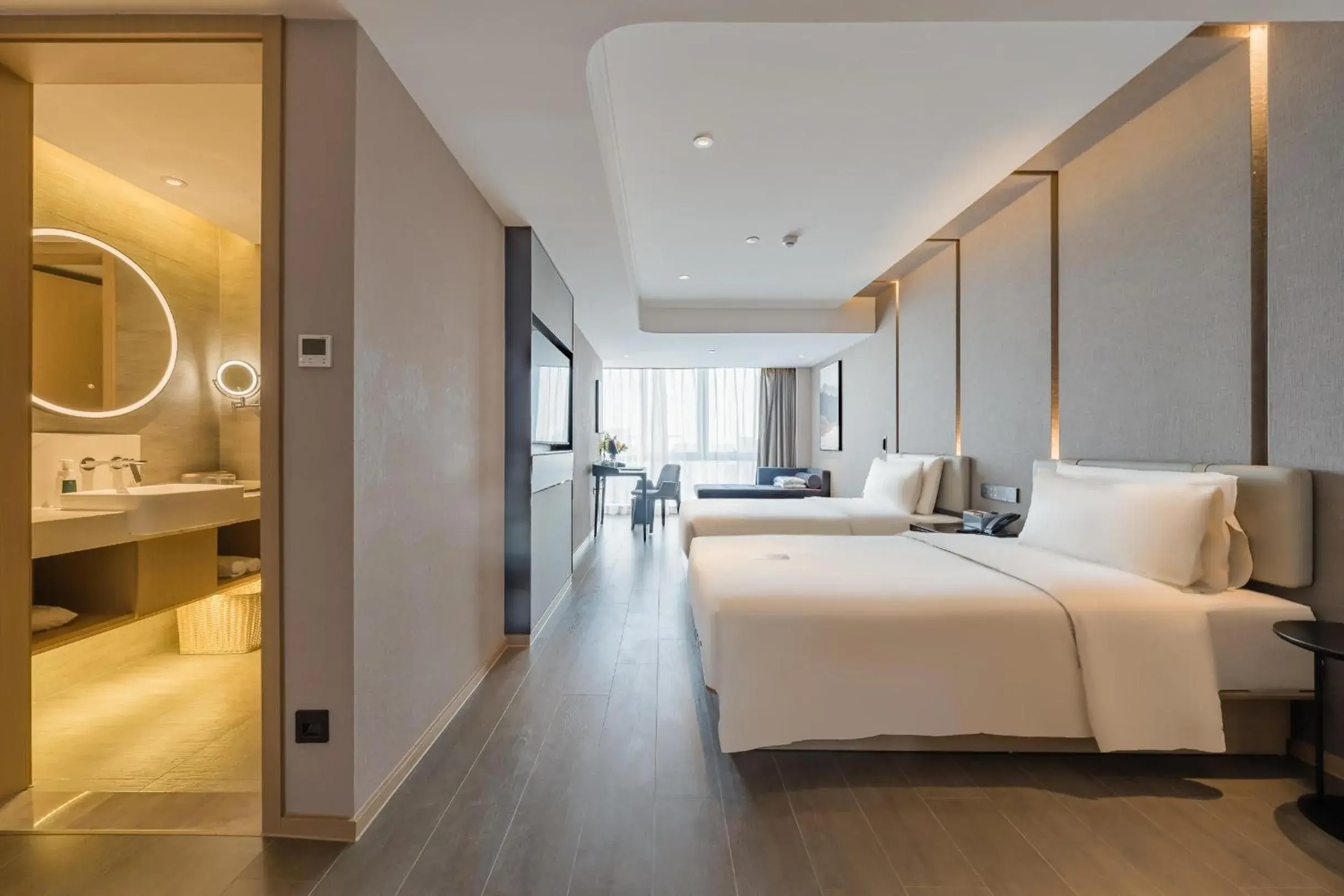 Photo of the whole room, Bed in Atour Hotel Hefei USTC Huangshan Road Photo of the whole room, Bed in Atour Hotel Hefei USTC Huangshan Road
