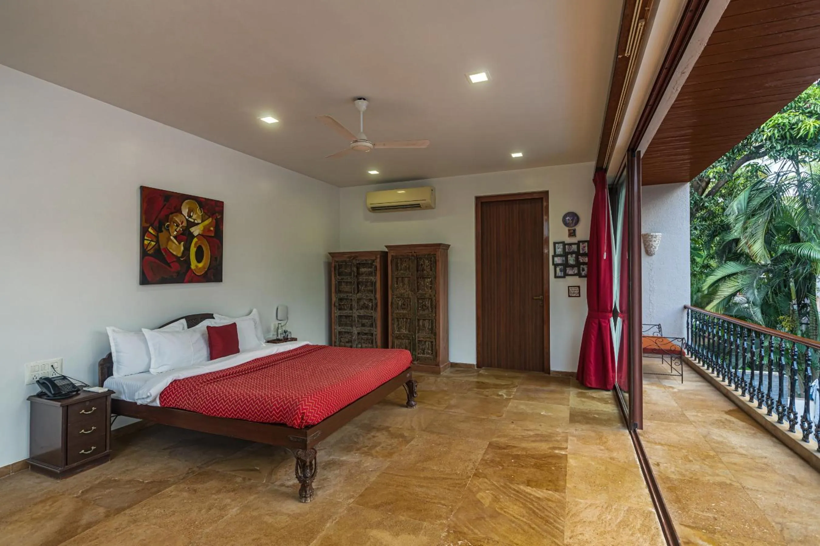 Bed in SaffronStays Casa Del Palms - 8BR luxury pool villa with gazebo, pickleball, bar & lawns near Nagaon Beach