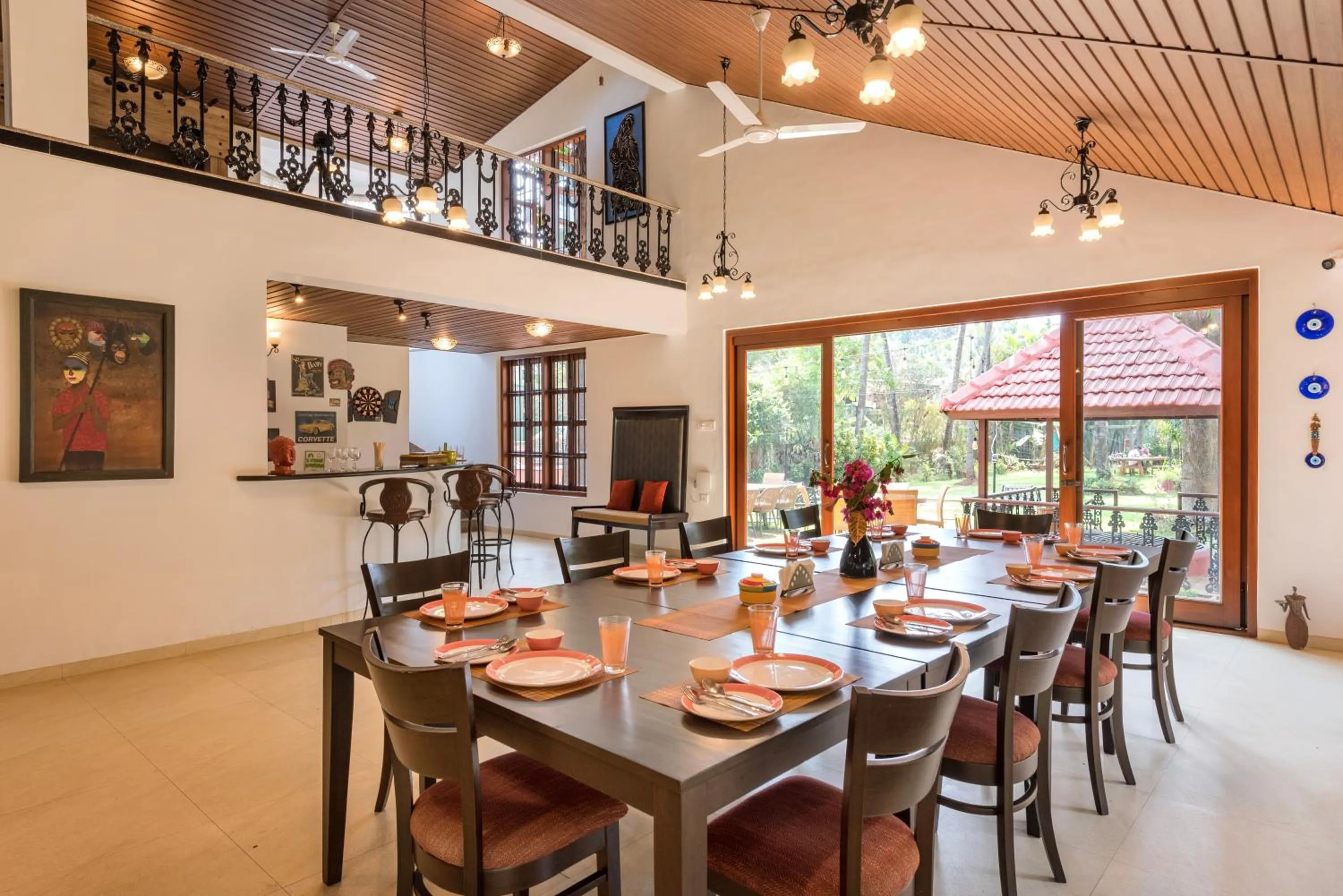 Food and drinks in SaffronStays Casa Del Palms - 8BR luxury pool villa with gazebo, pickleball, bar & lawns near Nagaon Beach