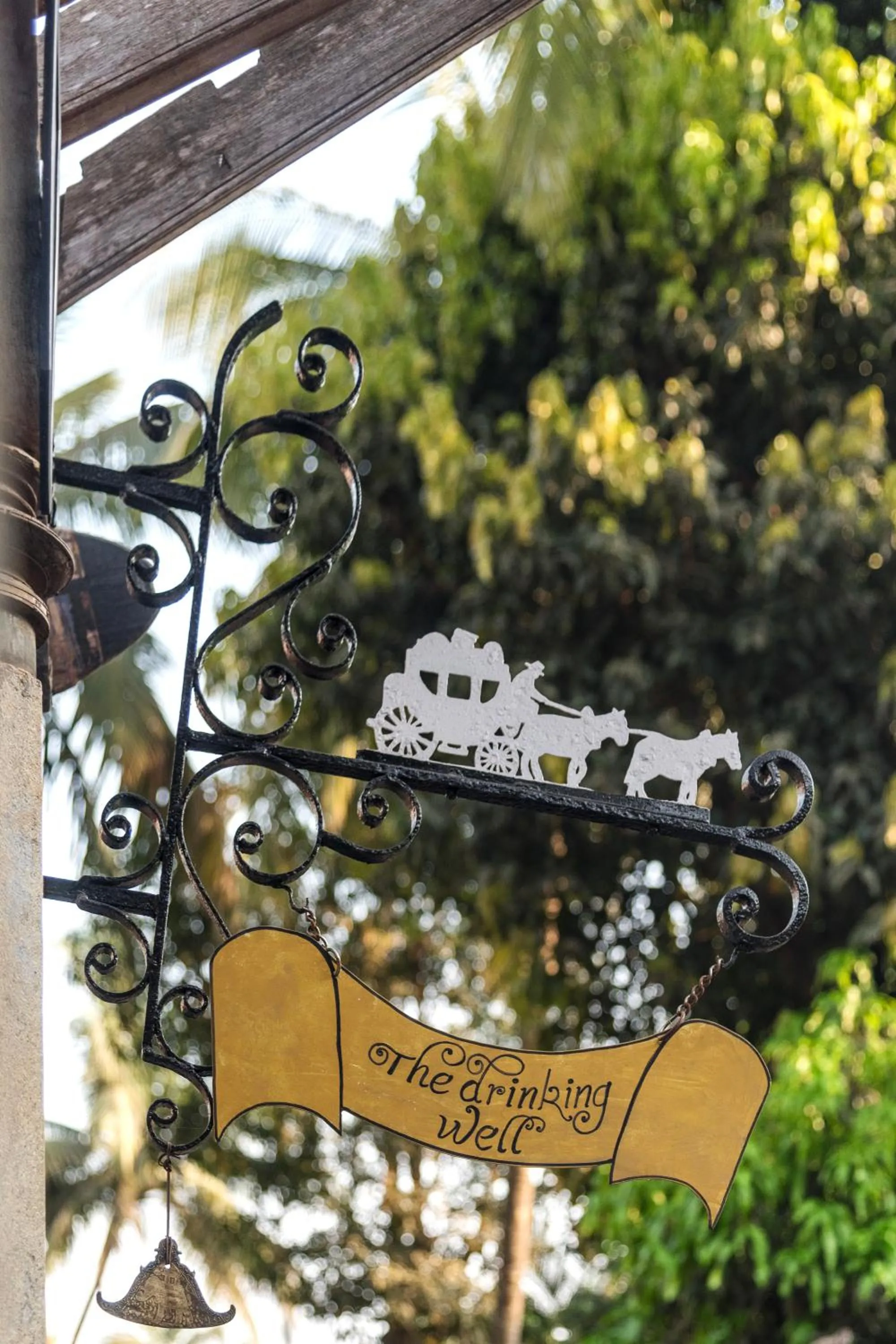 Decorative detail in SaffronStays Casa Del Palms - 8BR luxury pool villa with gazebo, pickleball, bar & lawns near Nagaon Beach