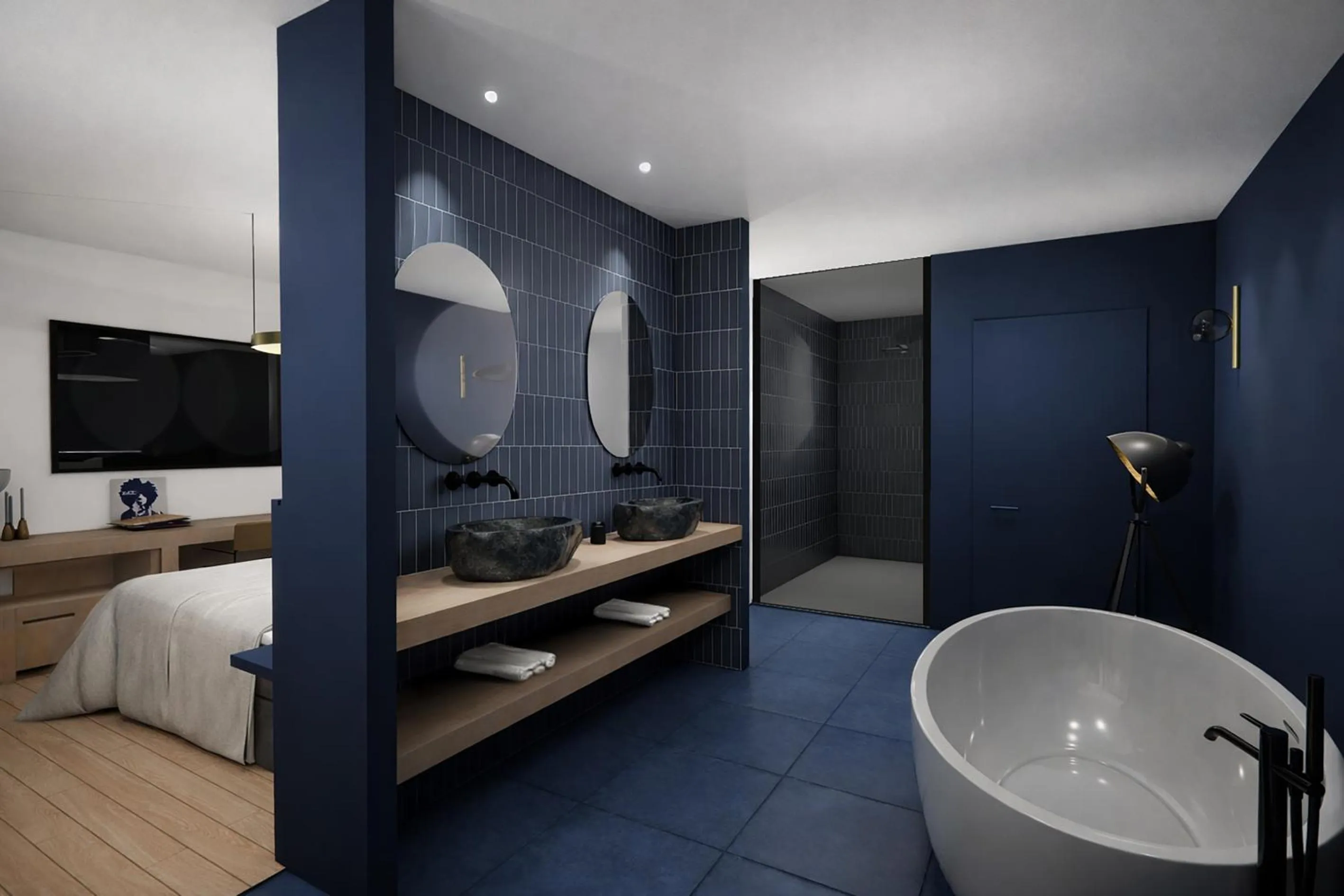 Bathroom, Bed in Hotel Admiral