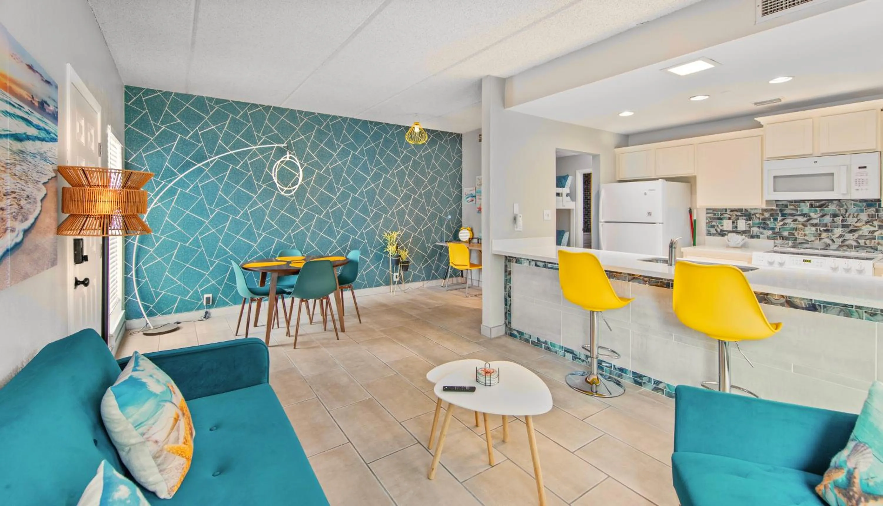 Living room in SPI Beach Condo - Just a block away to Paradise