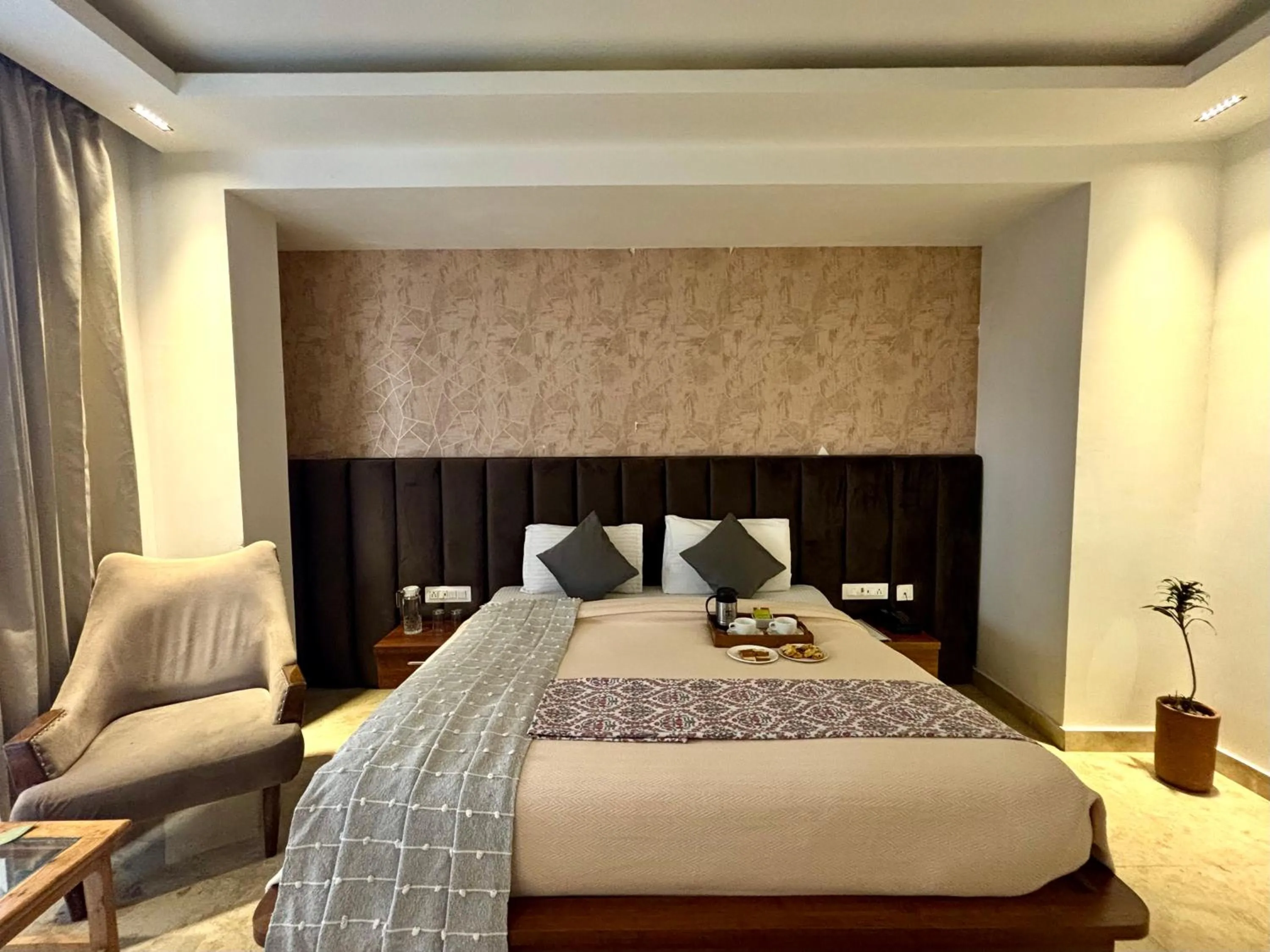 Bed in Vyom Boutique Hotel Rishikesh