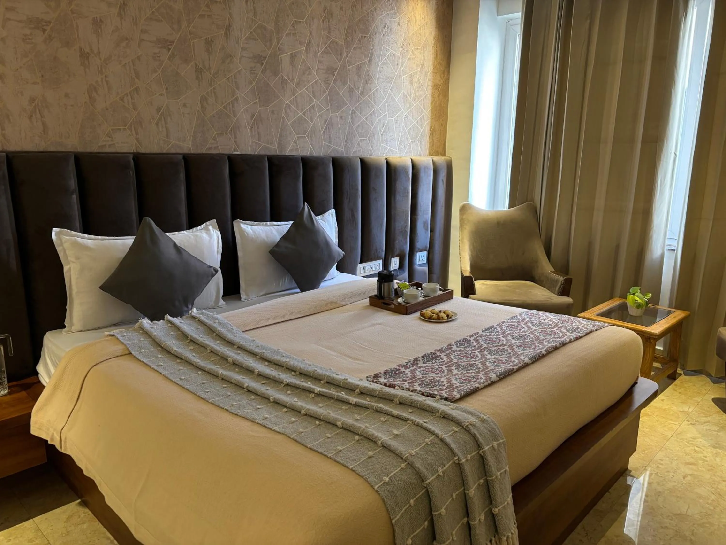 Bed in Vyom Boutique Hotel Rishikesh