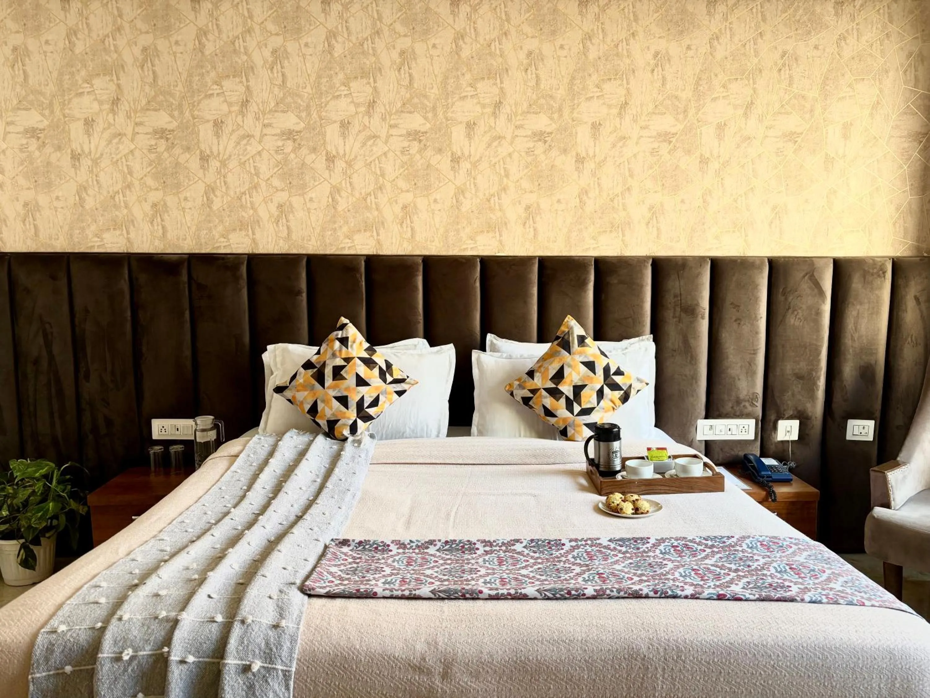 Bed in Vyom Boutique Hotel Rishikesh