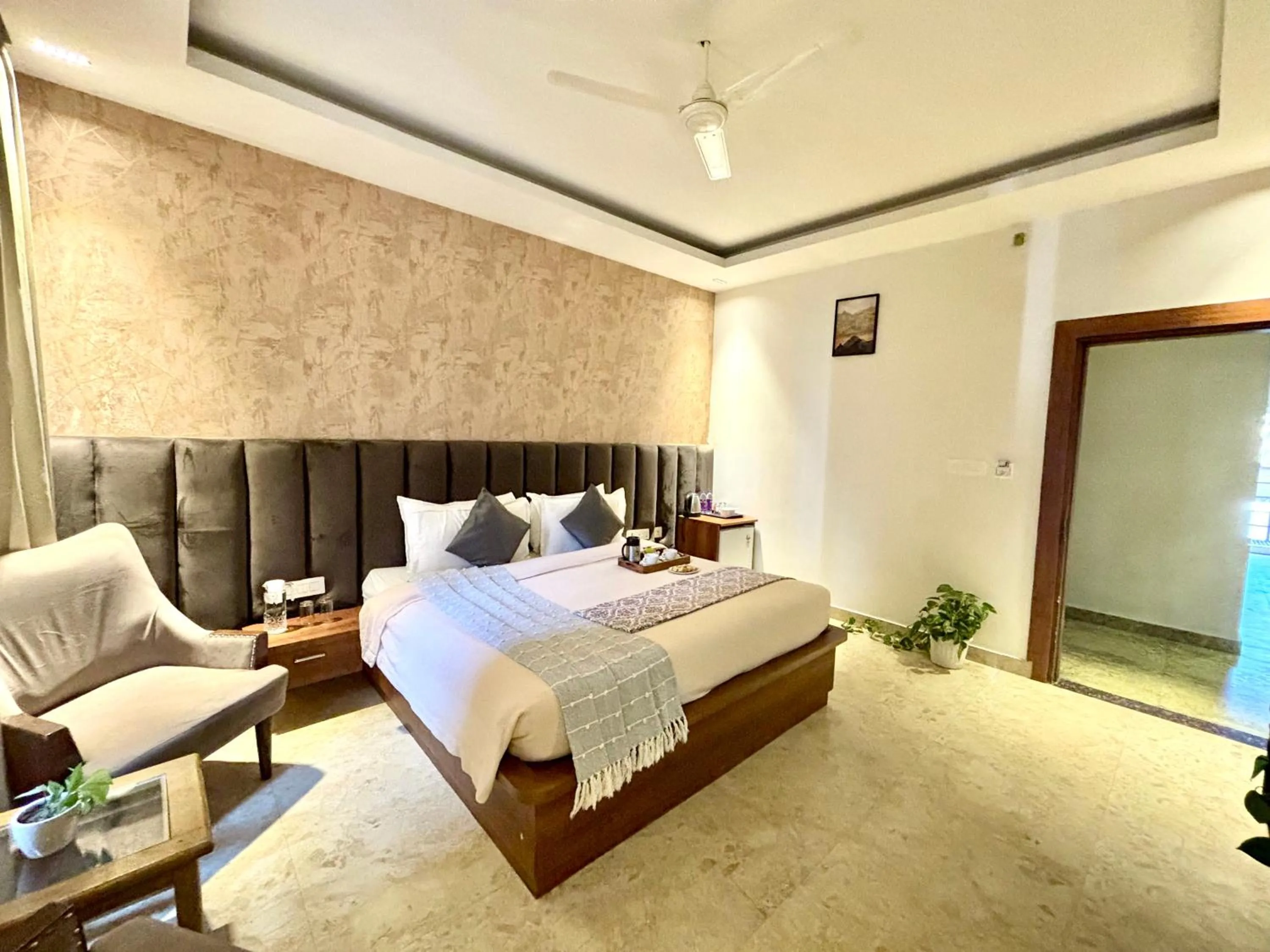 Bed in Vyom Boutique Hotel Rishikesh