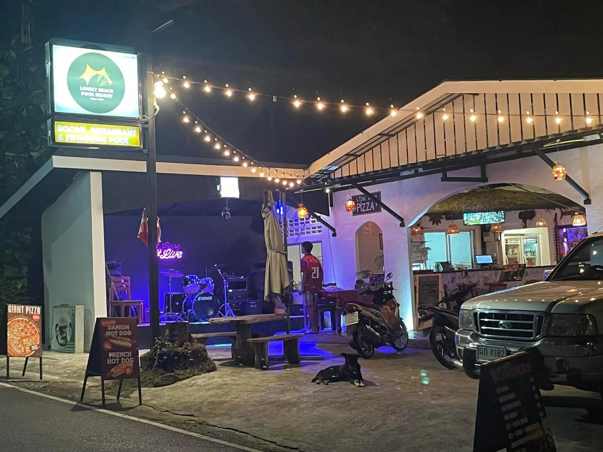 Night in Lonely Beach Pool Resort