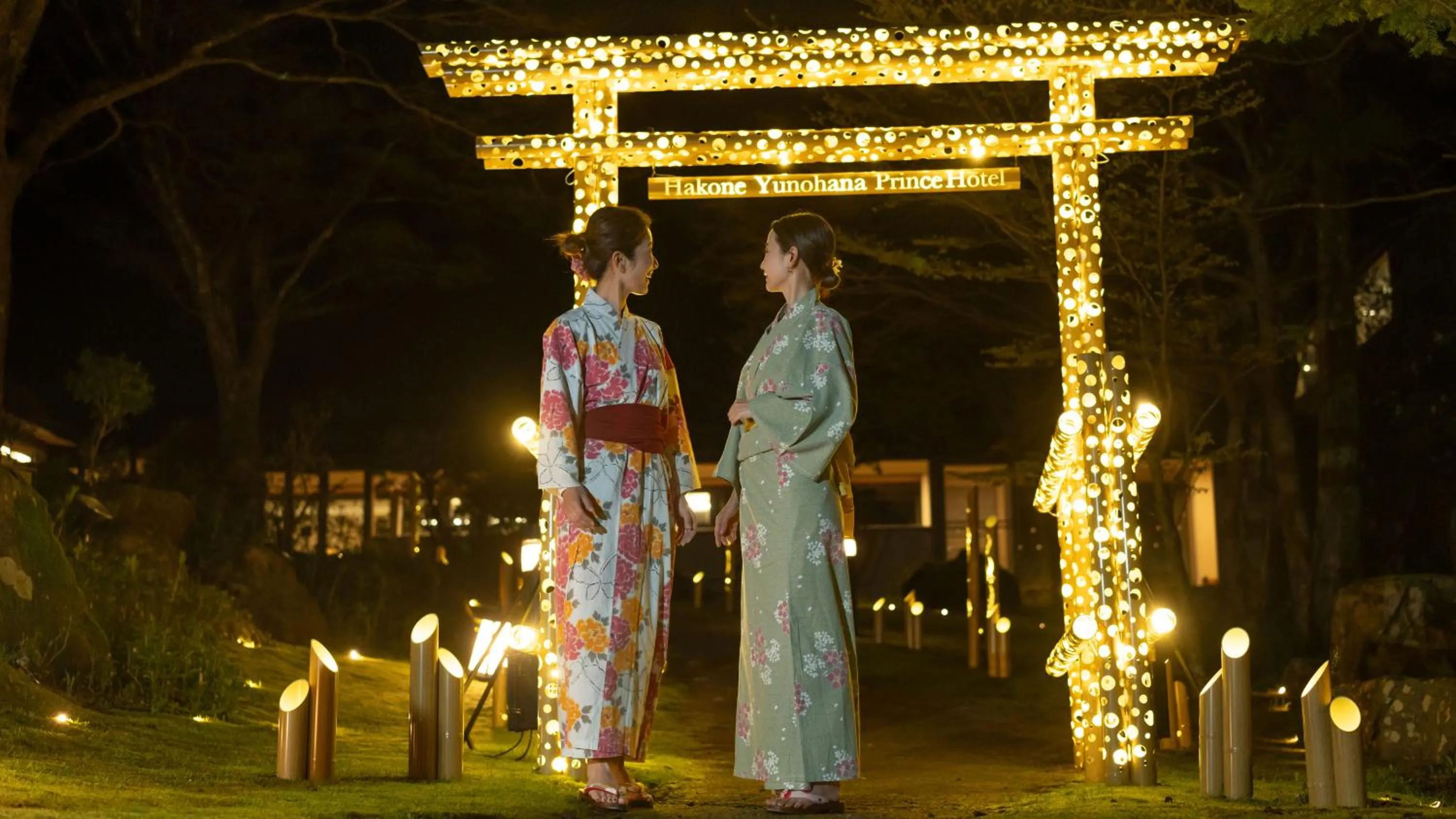 Inner courtyard view in Hakone Yunohana Prince Hotel