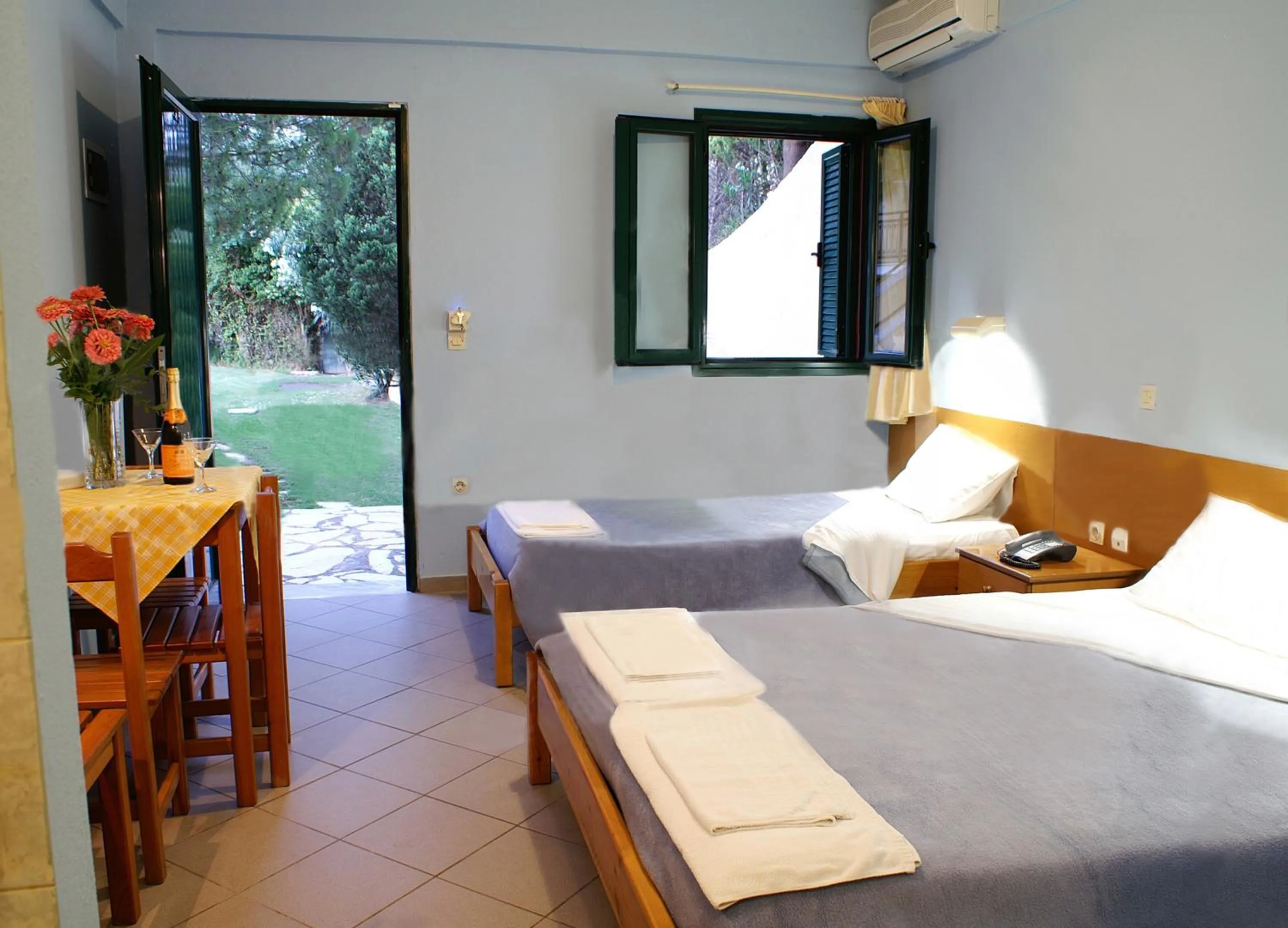 Bedroom, Bed in Mediterranean Blue