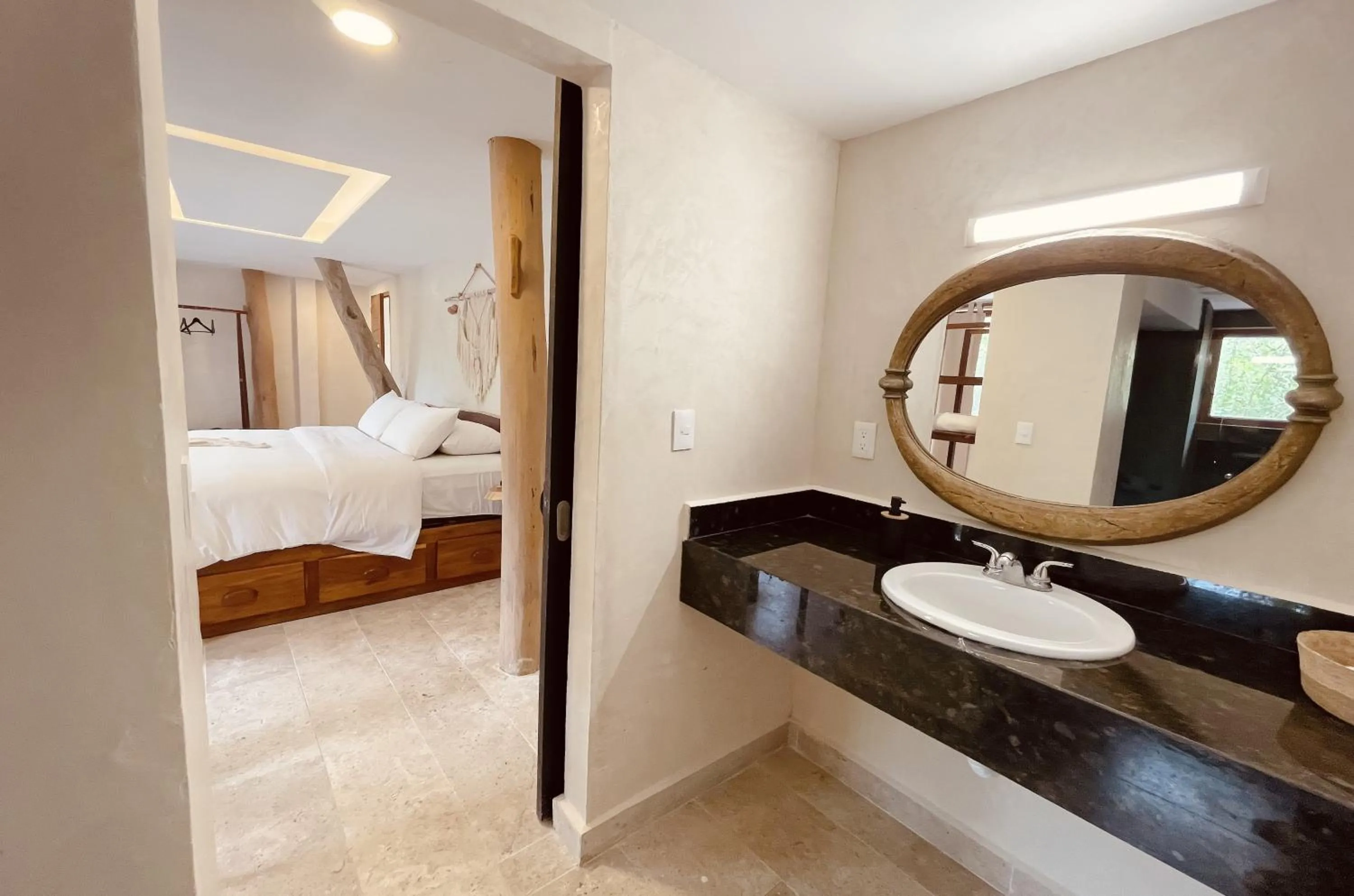 Bathroom, Bed in Akalki Hotel y Centro Holistico