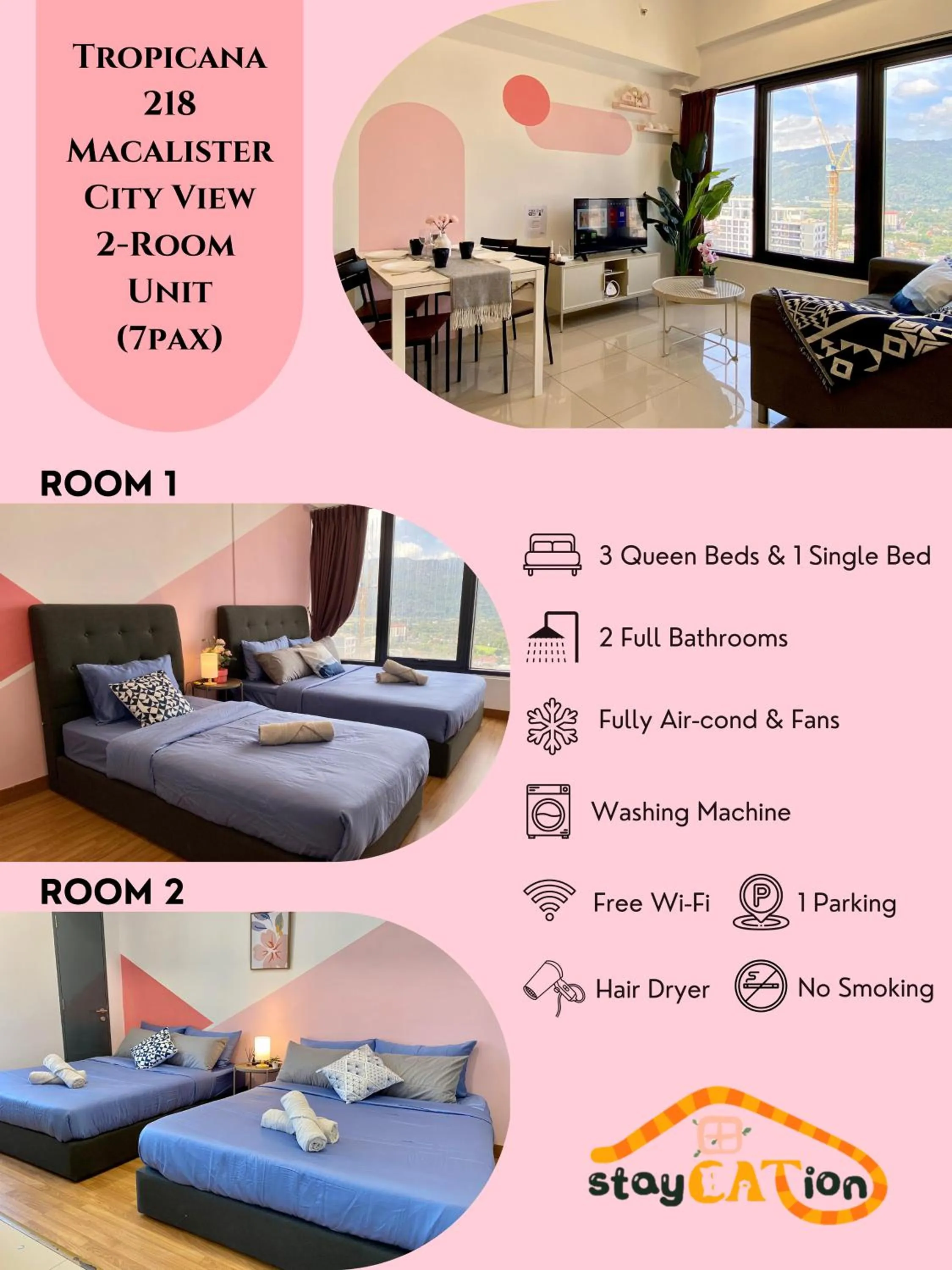 Photo of the whole room in Tropicana 218 Macalister Sea & City View by stayCATion Homestay