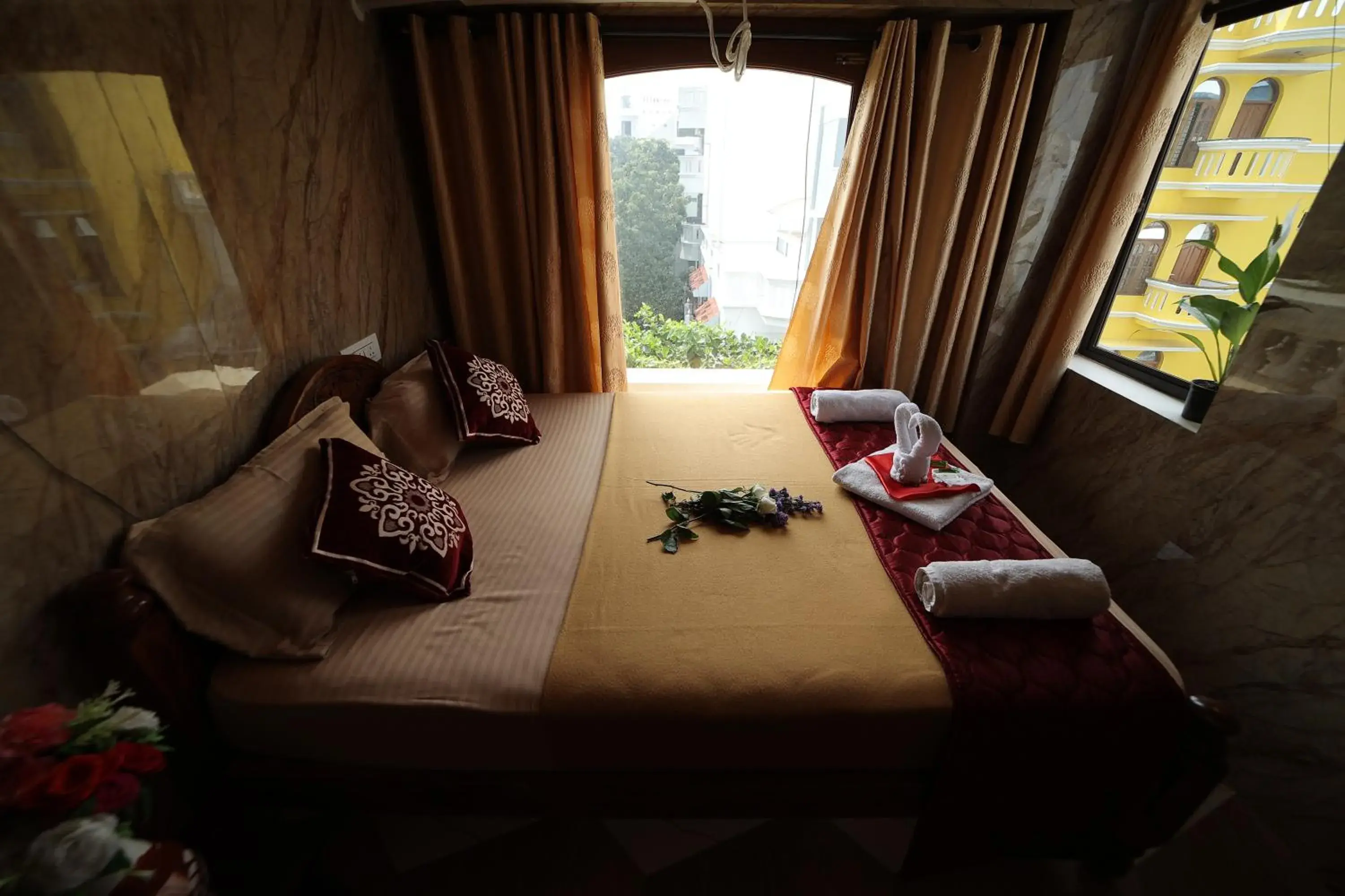 View (from property/room), Bed in French Breeze Residency View (from property/room), Bed in French Breeze Residency