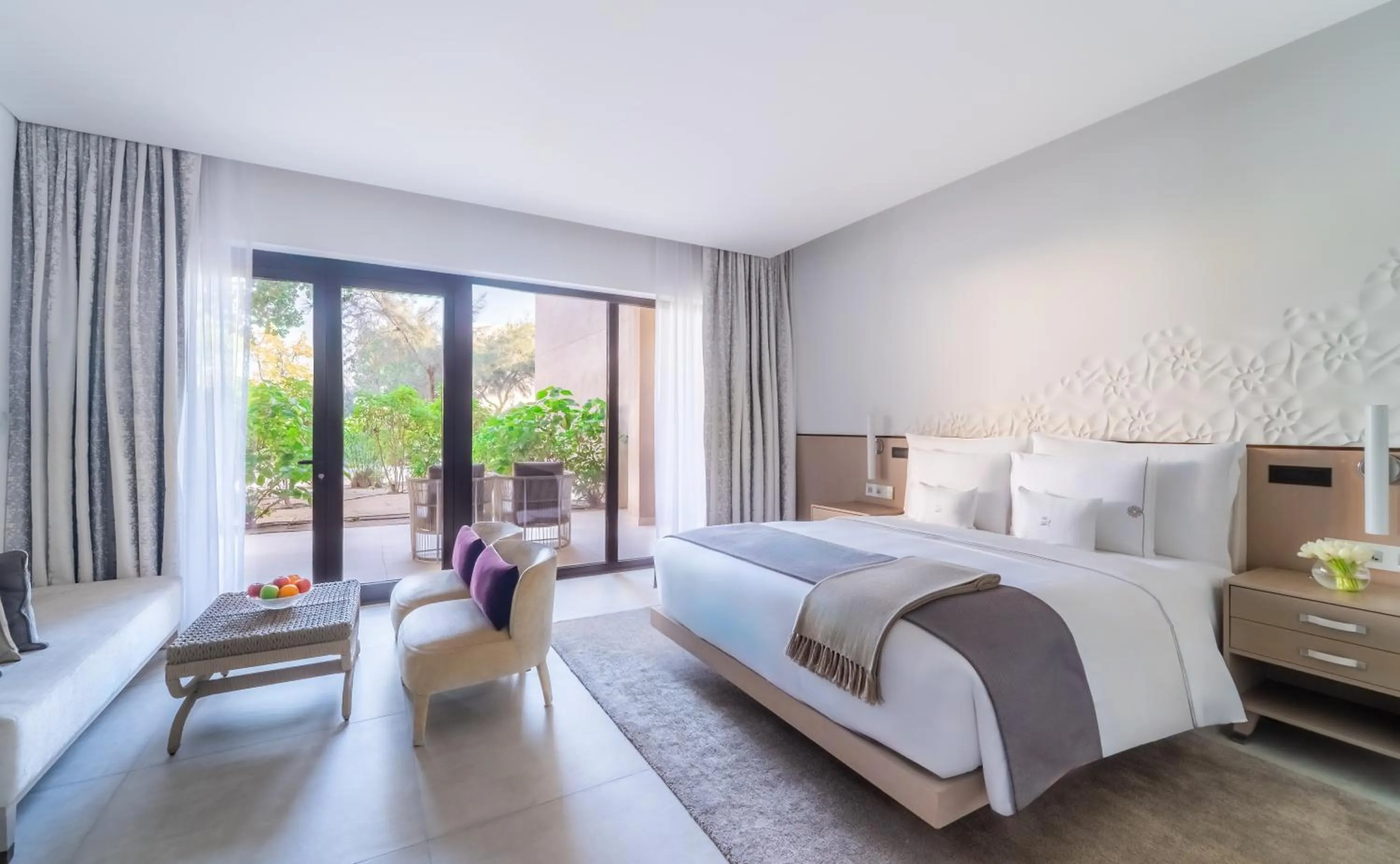 Patio, Bed in Zulal Wellness Resort by Chiva-Som