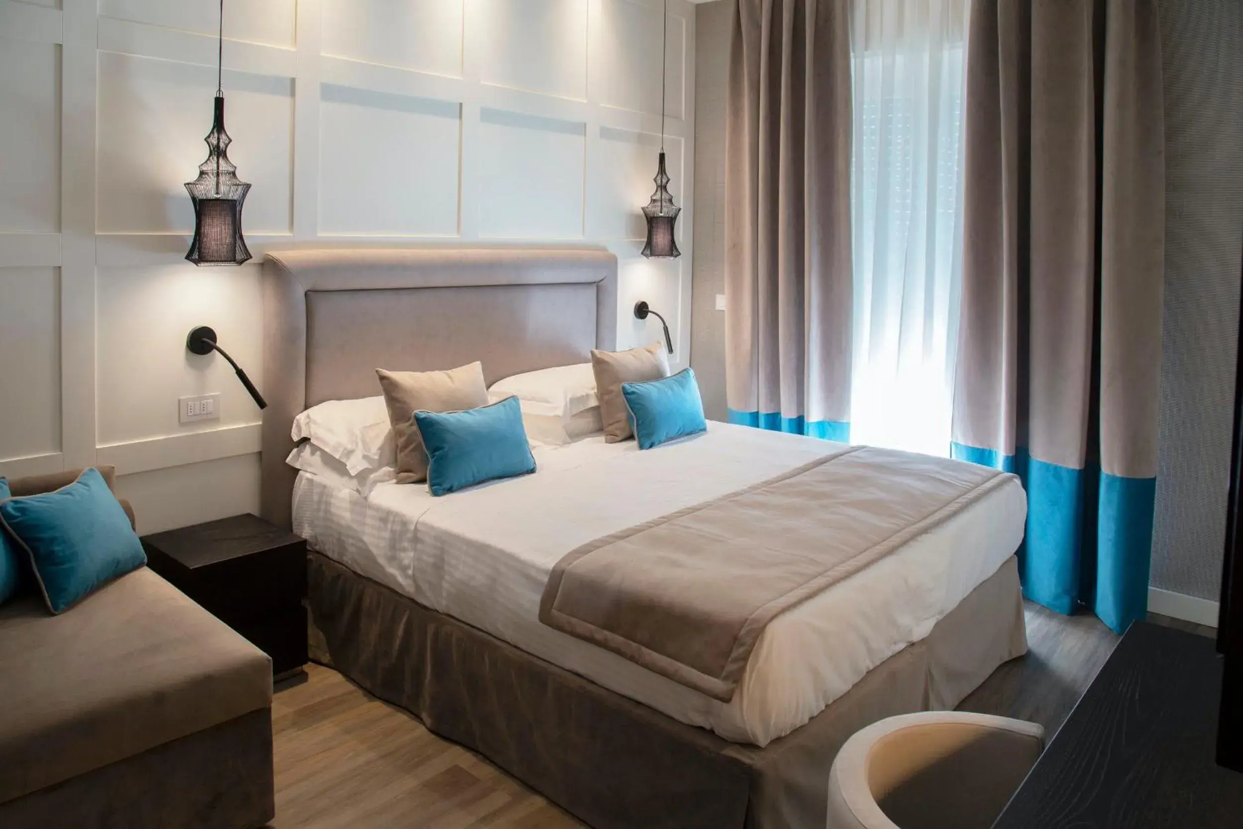 View (from property/room), Bed in Hotel Lungomare View (from property/room), Bed in Hotel Lungomare