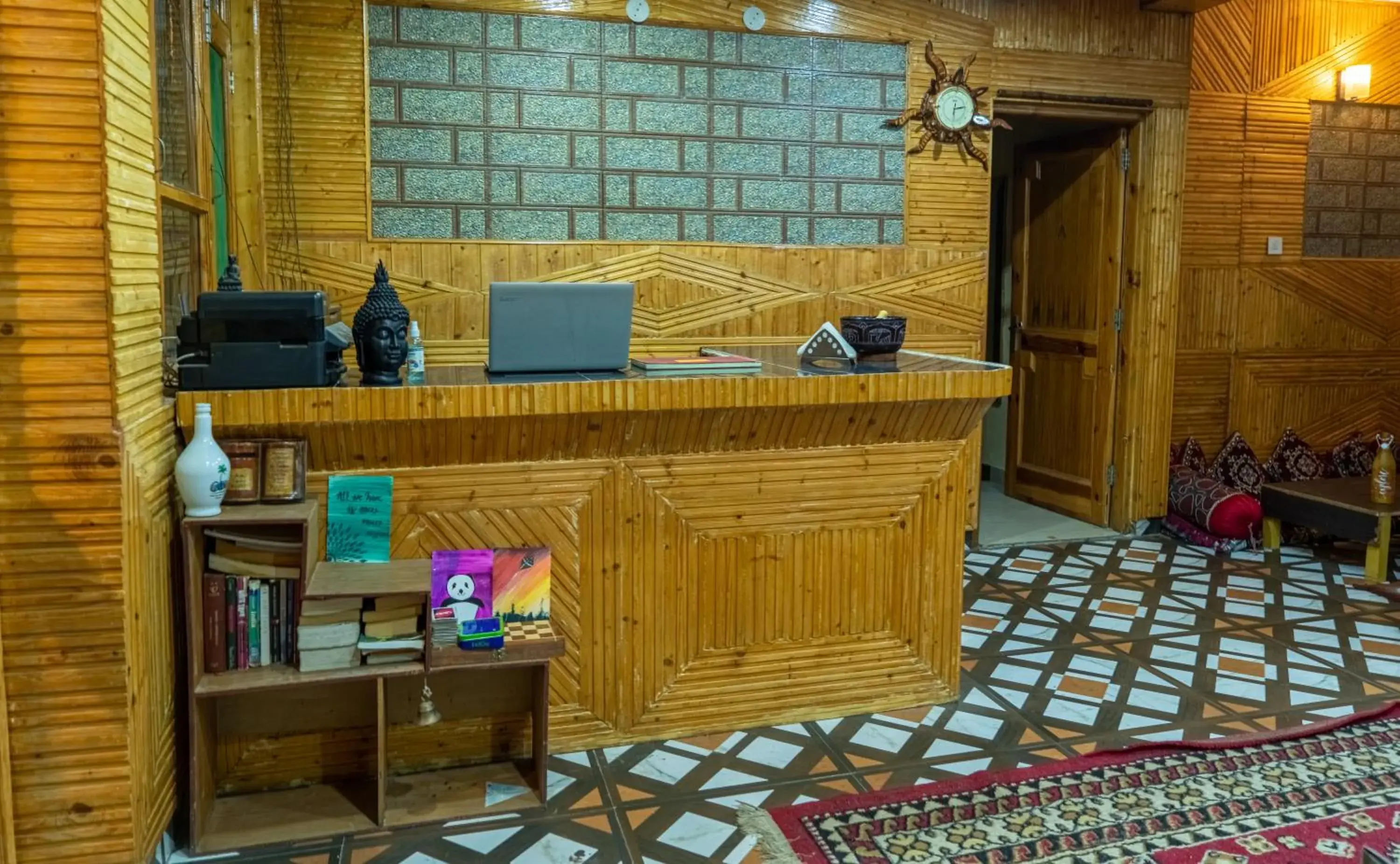 Lobby or reception in indian backpackers hostel Lobby or reception in indian backpackers hostel