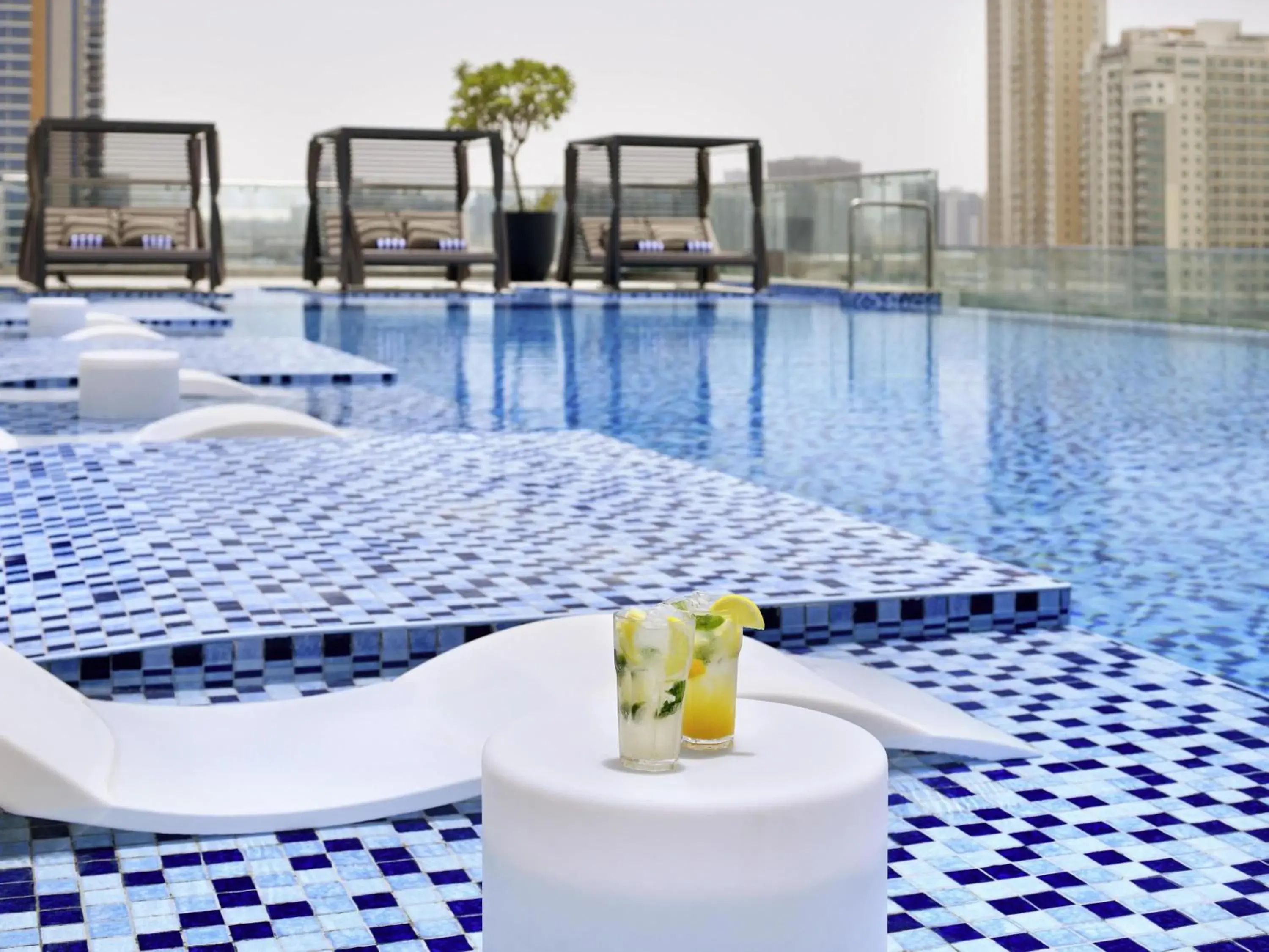 Pool view in Movenpick Jumeirah Village Triangle Pool view in Movenpick Jumeirah Village Triangle