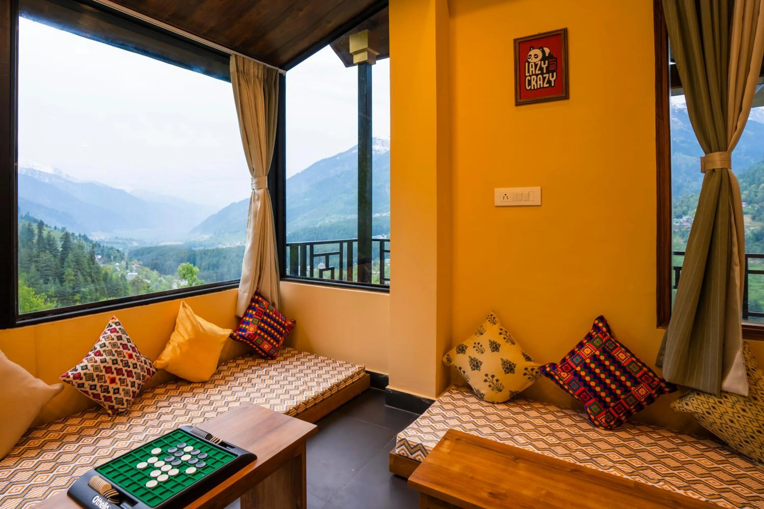 Seating area in Zostel Manali, Vashisht