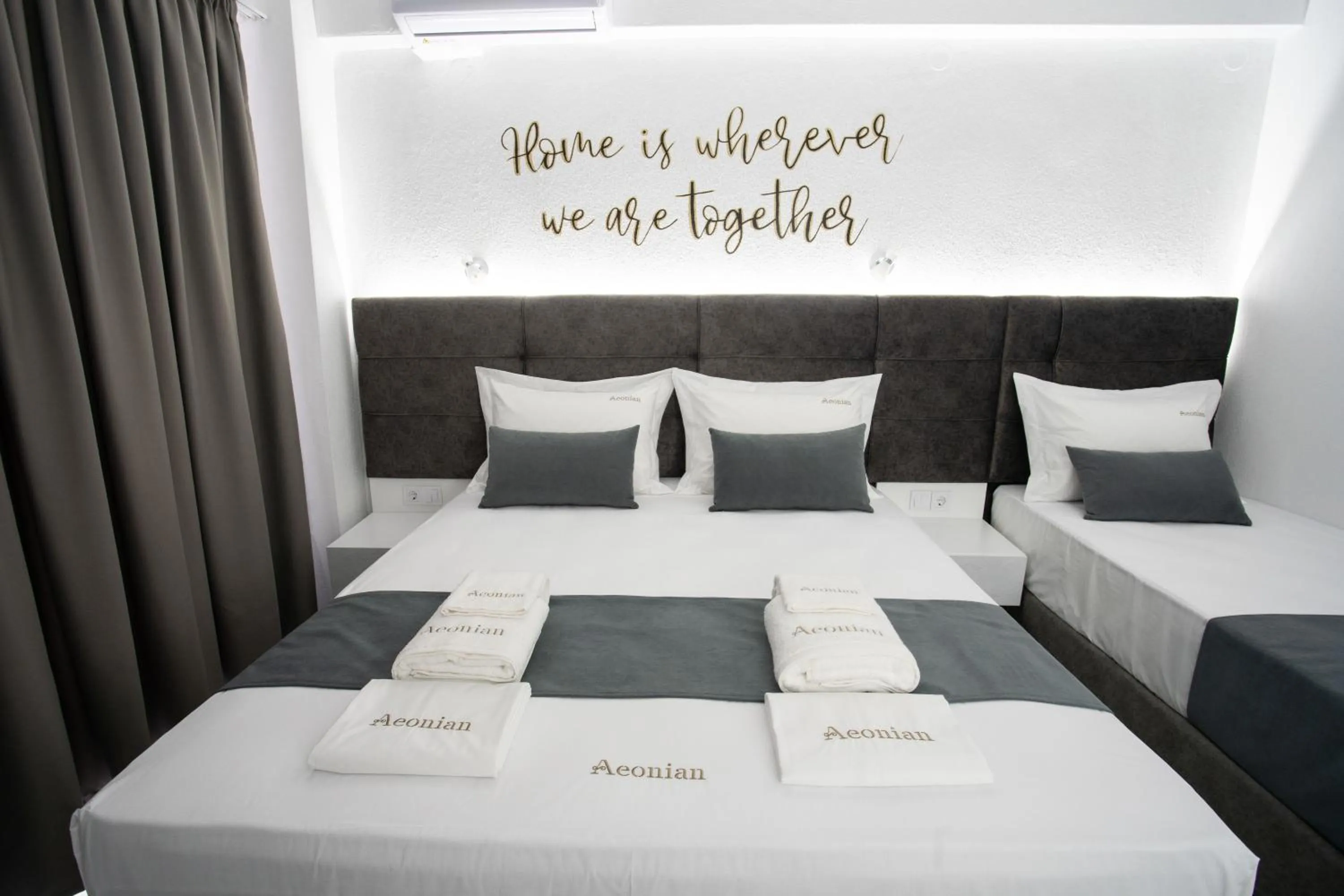 Bed in Aeonian Luxury Suites Asprovalta, Adults Only & Kids 12 Plus