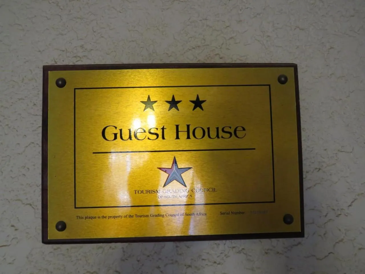 Certificate/Award in Kgatholoha Guest House