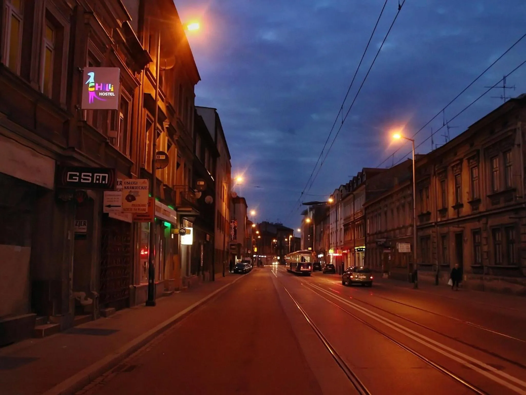 Street view in Kraków Chilli Hostel