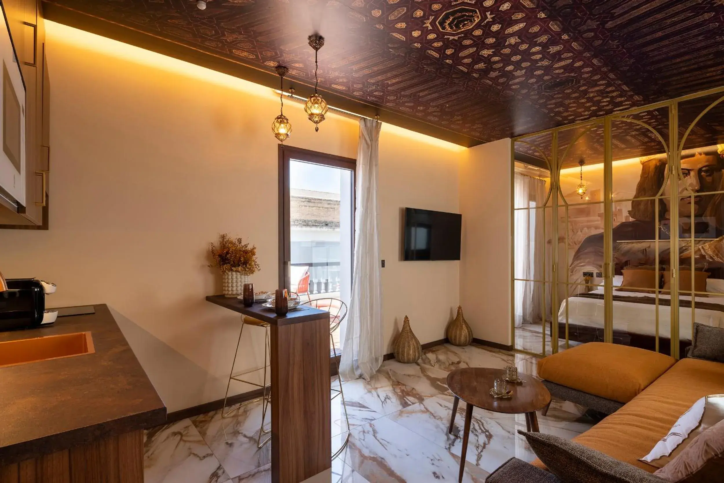 TV and multimedia, Bed in Palatina Concept Suites TV and multimedia, Bed in Palatina Concept Suites