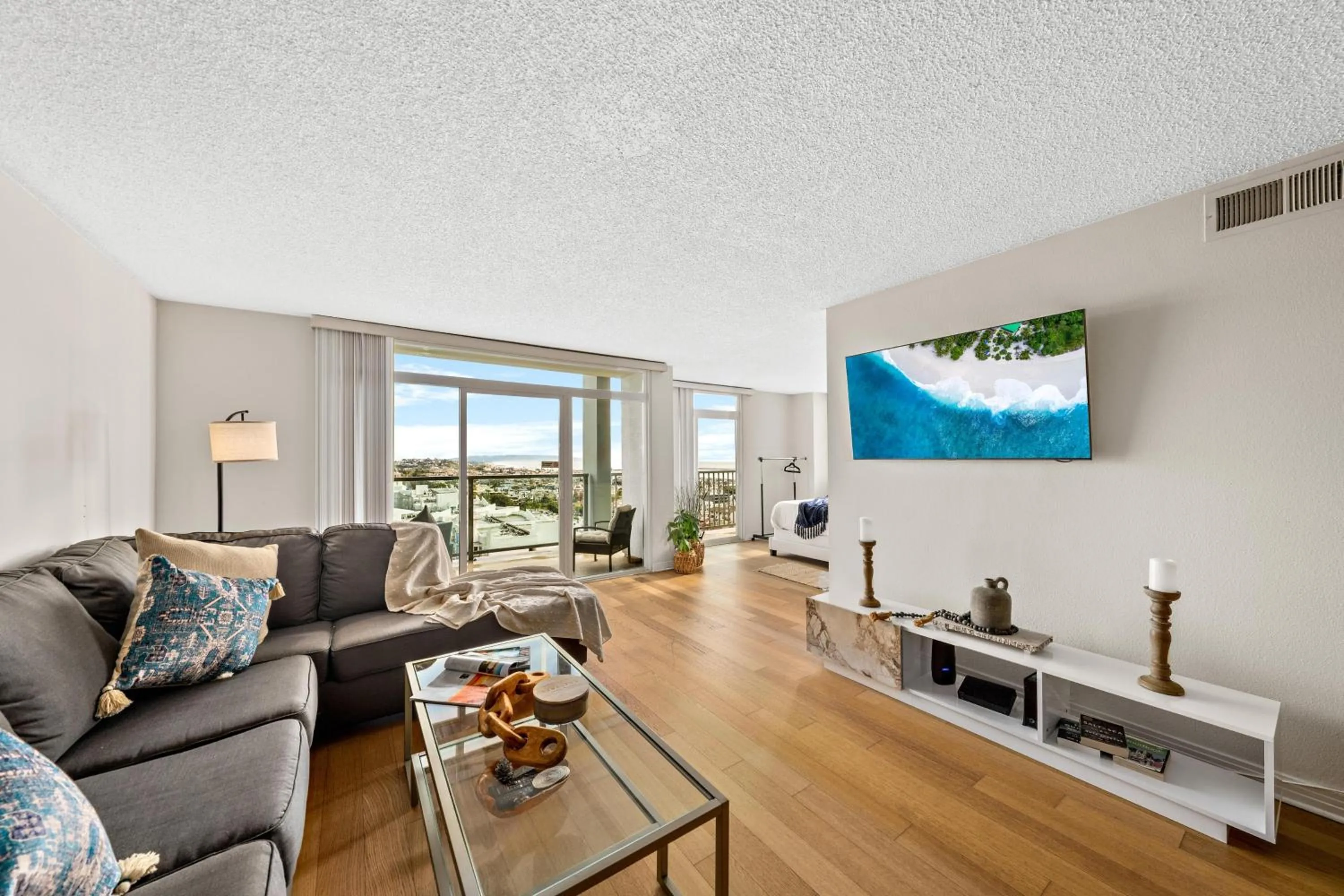 Living room in The tulip Marina Highrise with ocean view