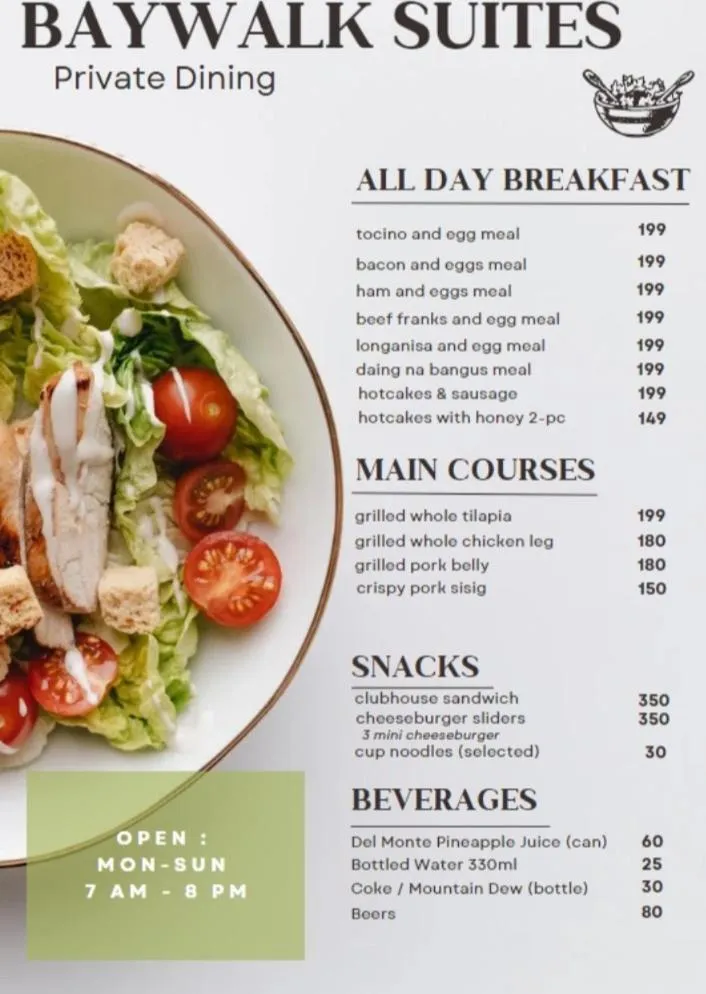 Restaurant/places to eat in Baywalk Suites Batangas