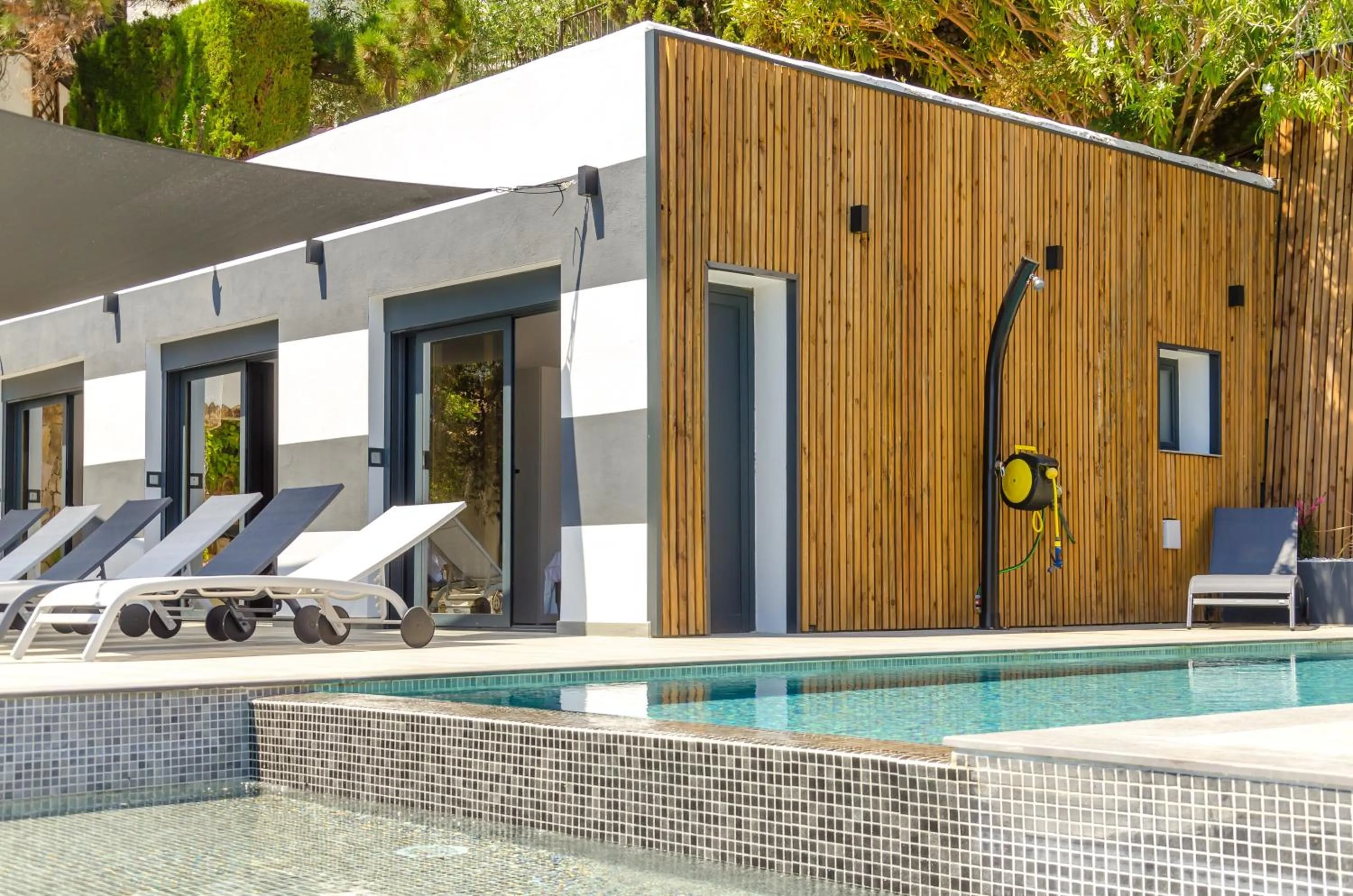 Pool view in Seaside villa in Lloret de Mar with garden and pool view