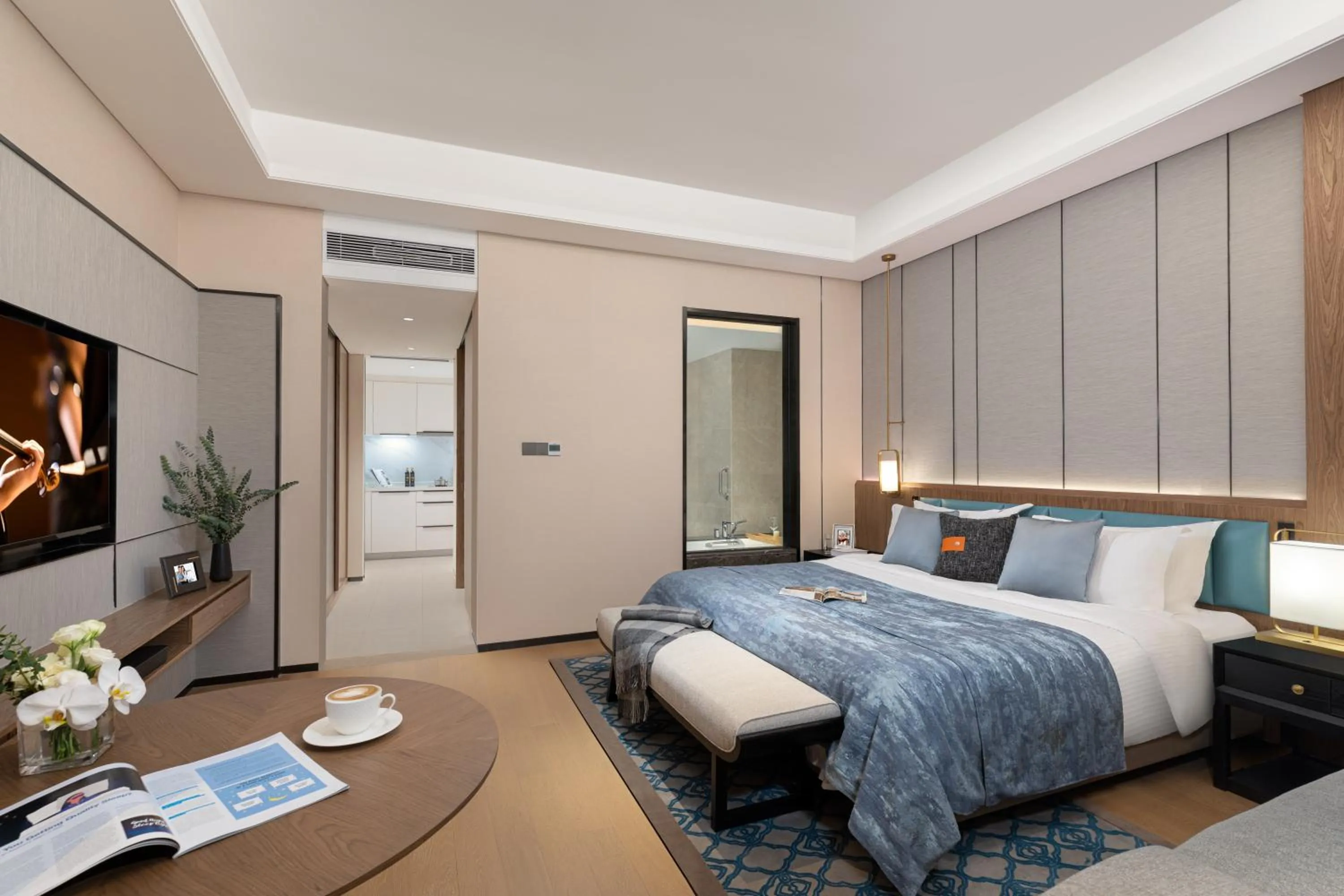 Photo of the whole room, Bed in Ascott M-City Foshan