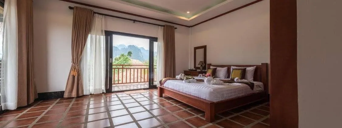 Bed in Vang Vieng Savanh Sunset View Resort